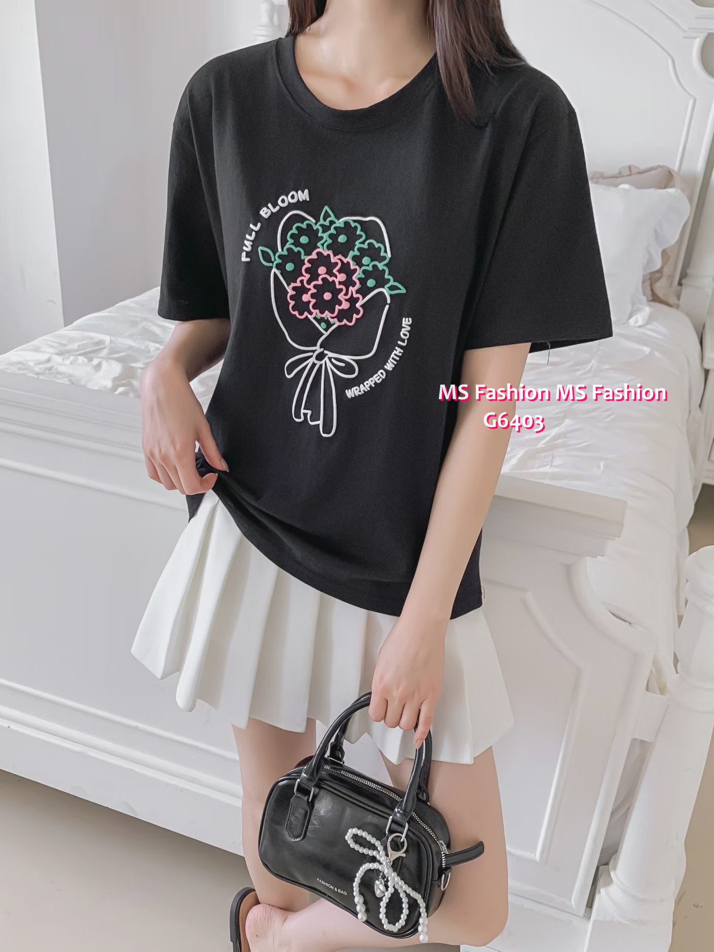 G6403 花花print tee