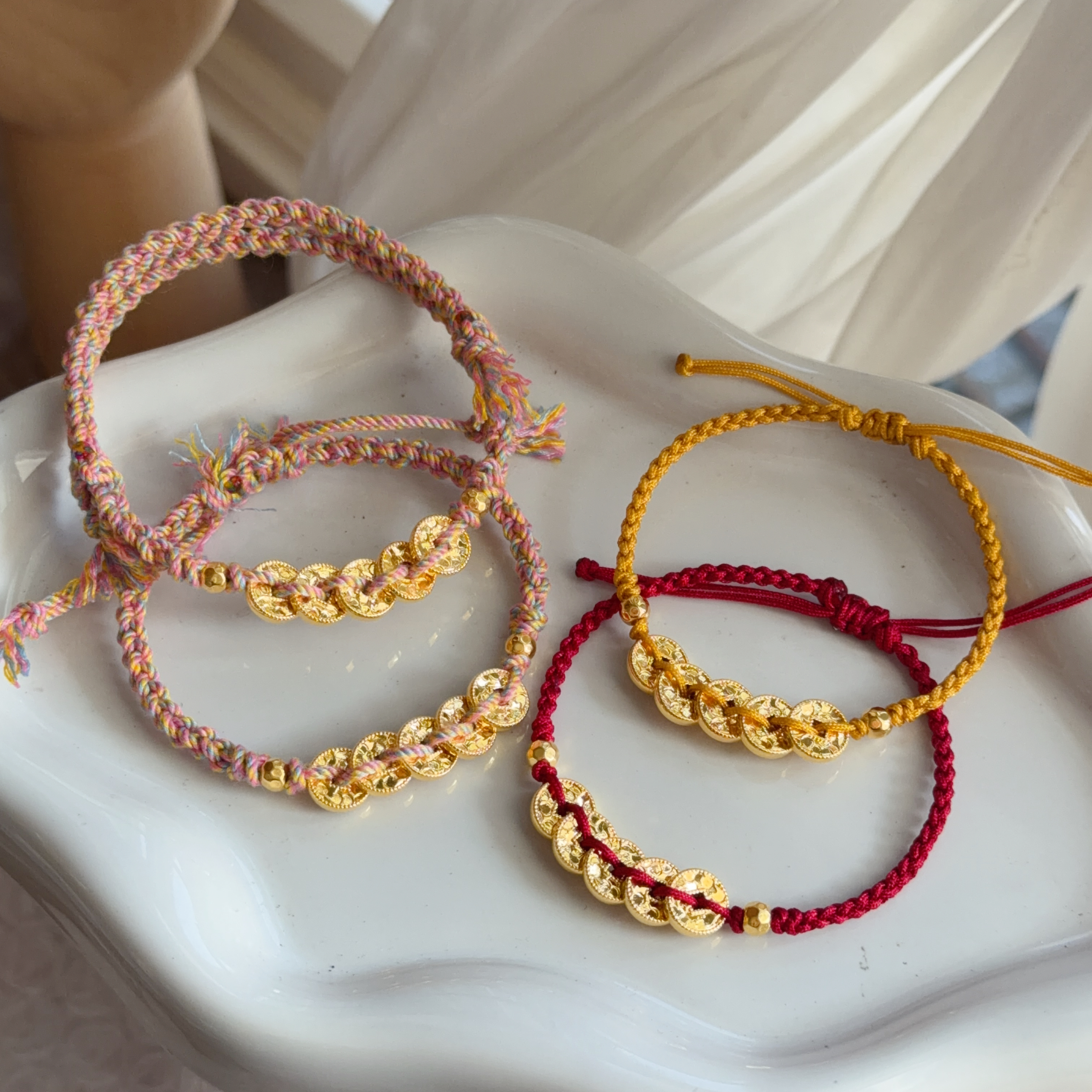 999硬金五帝幣襯手繩