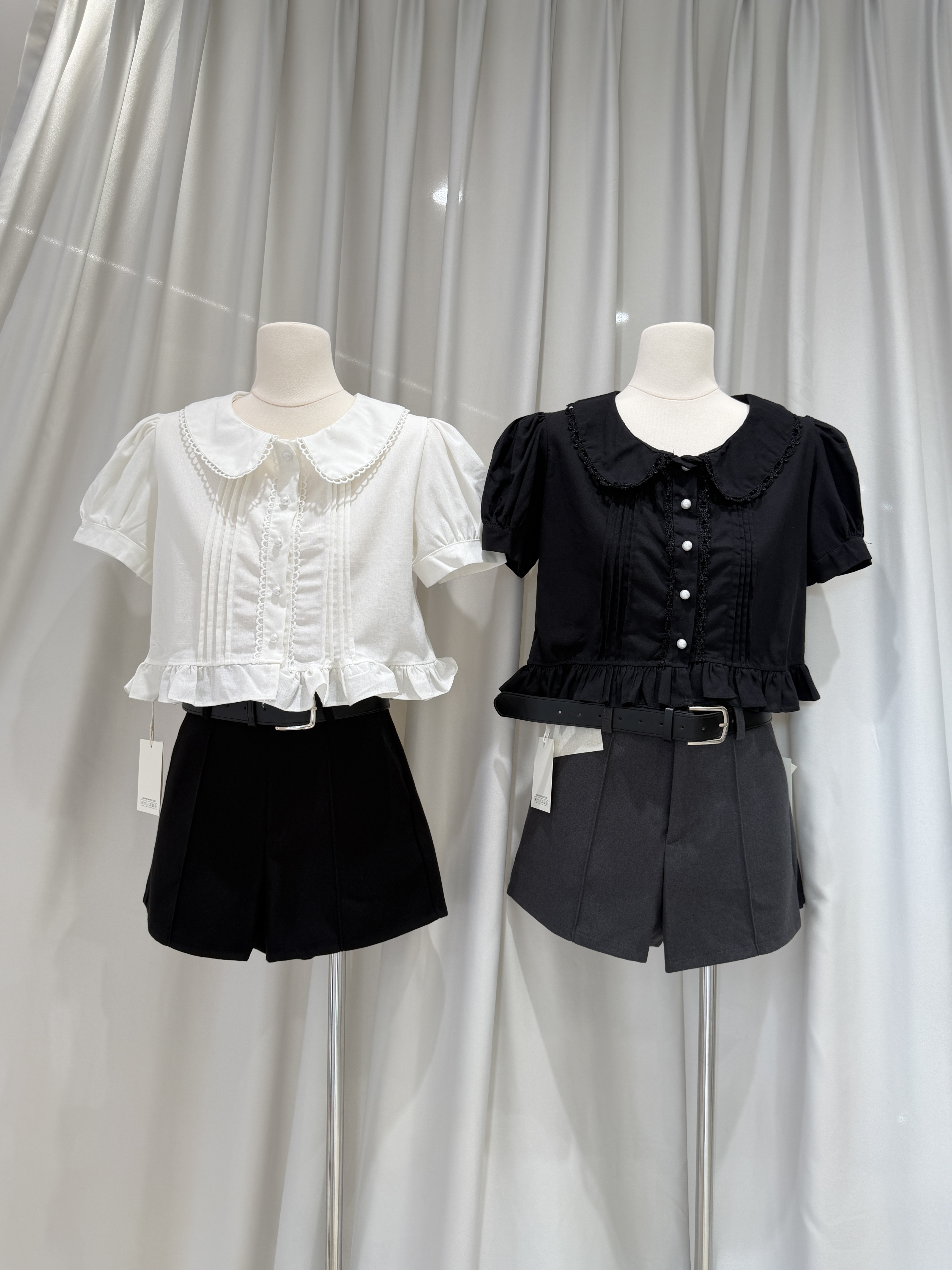 6531 气质甜美泡泡袖衬衫