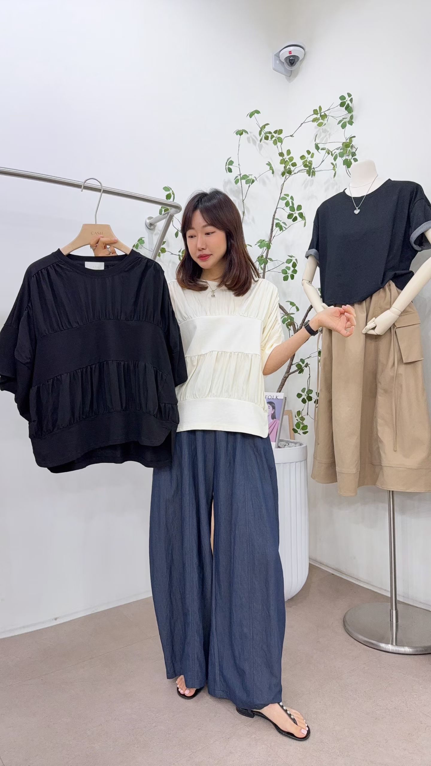 CH8 雙層抓皺層次寬版top