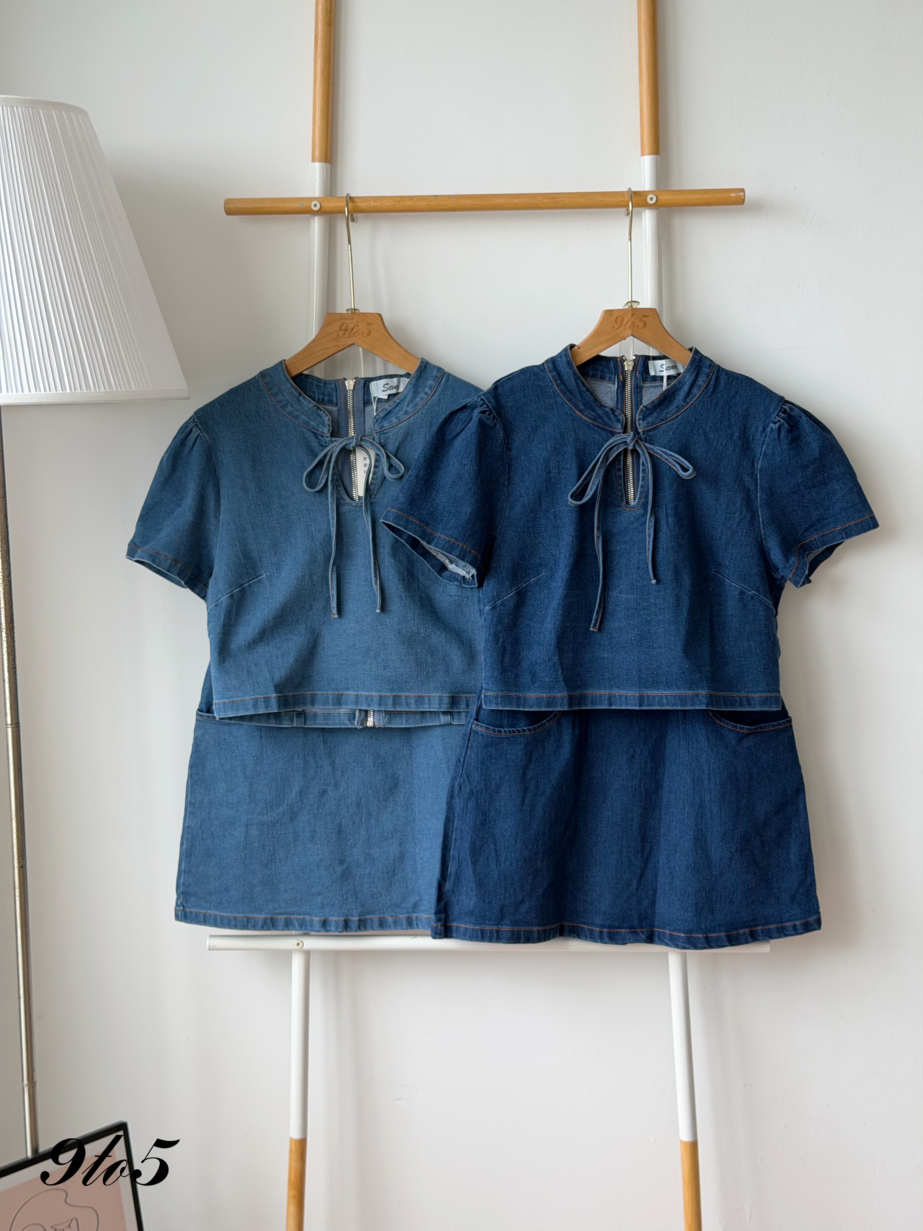 D2375 CNY Denim Matching Set - Dark Blue & Light Blue 