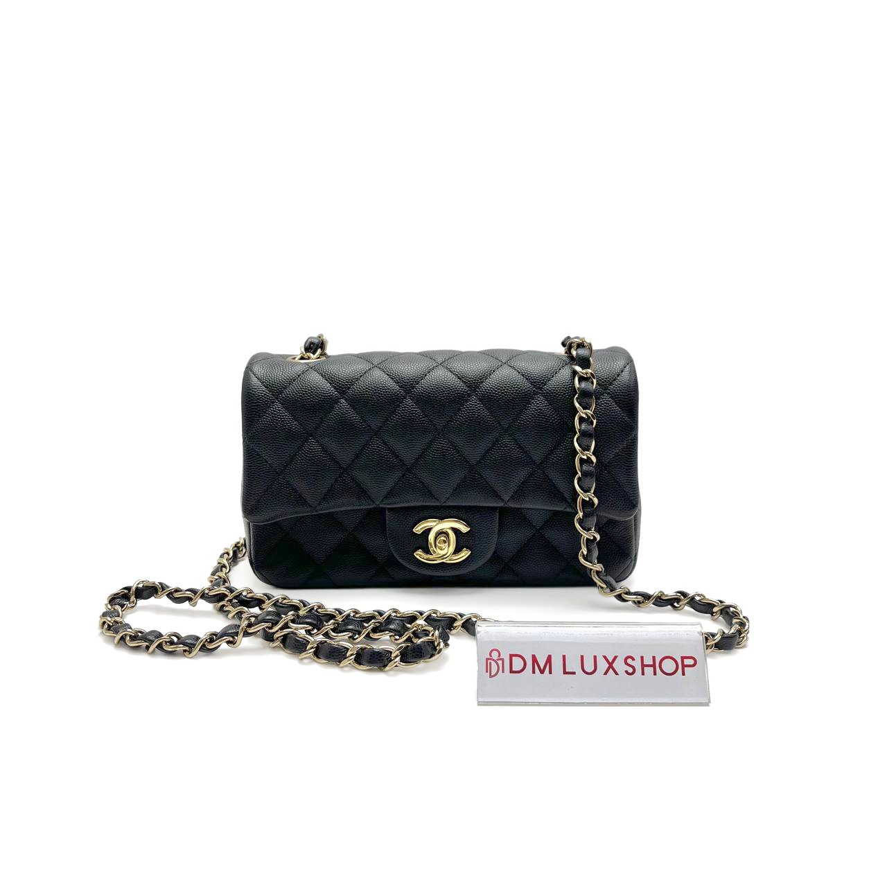 Chanel Black Caviar Mini Rectangular Classic Flap GHW (Serial 26, Y: 2018)