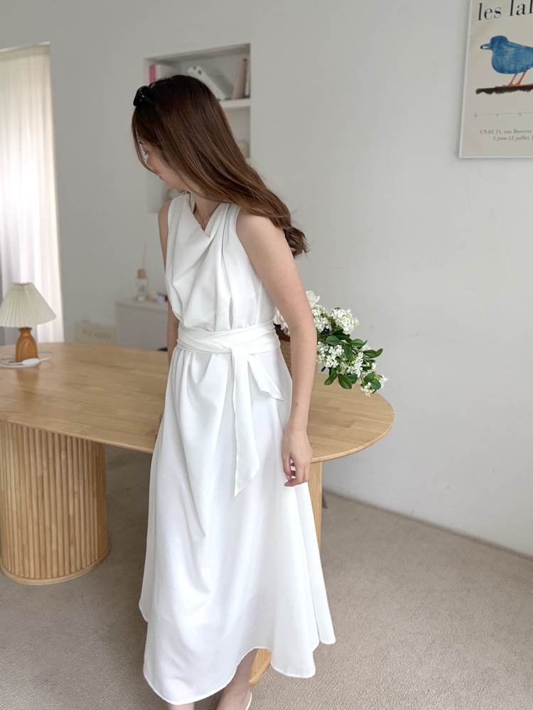 Athena Drape Dress (White)