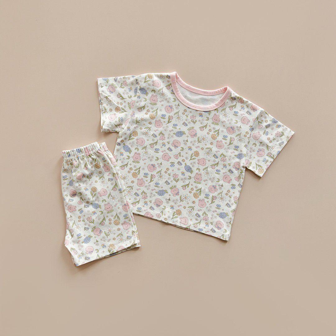 DTD夏日花草派對系列-莫代爾彈力5分袖上下套裝