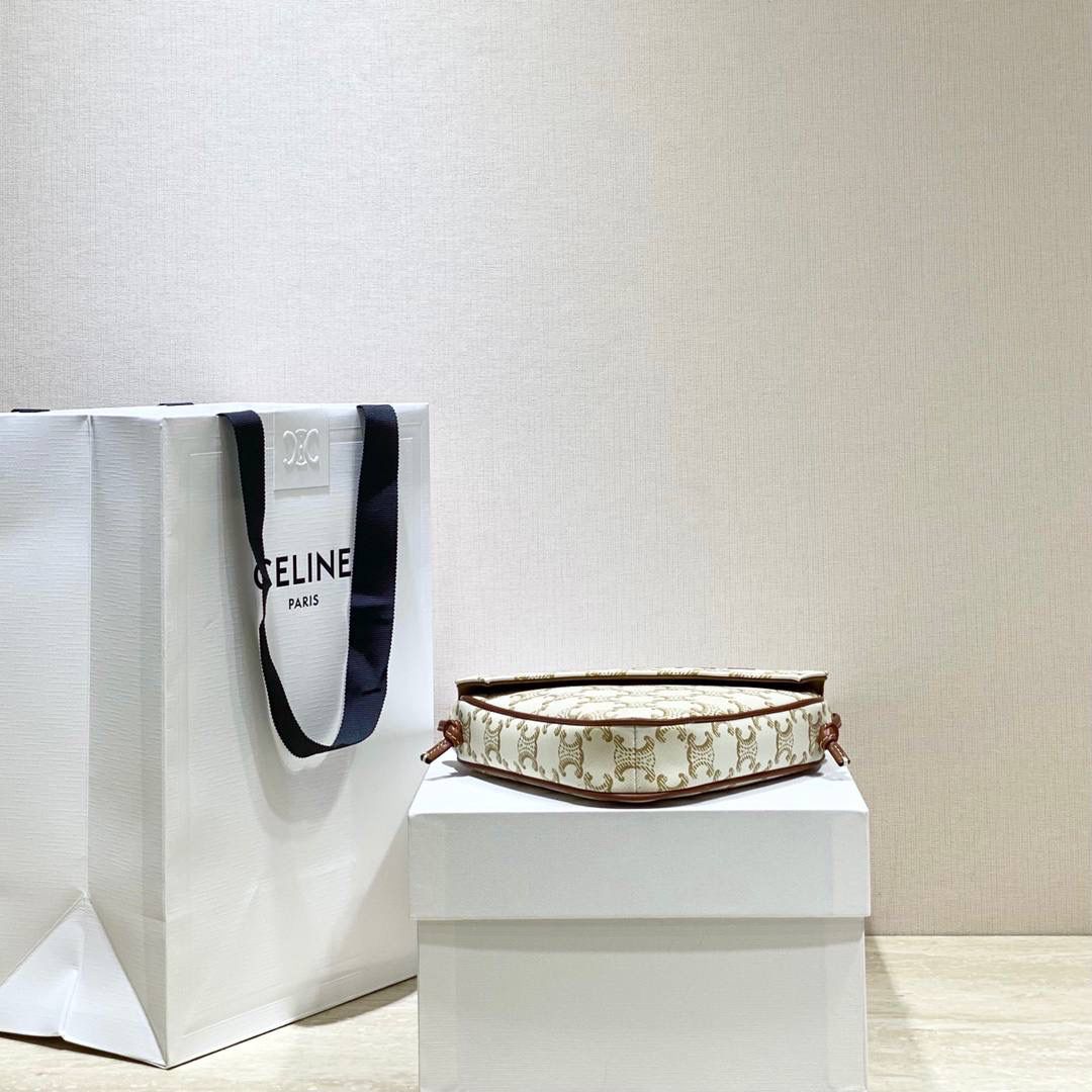 🔥大货实拍图 𝗖𝗘𝗟𝗜𝗡𝗘 ♥ 𝗧𝗥𝗜𝗢𝗠𝗣𝗛𝗘 𝗖𝗔𝗡𝗩𝗔𝗦三角形手袋 𝑪𝒆𝒍𝒊𝒏𝒆2021春夏竟出其不意的玩起了异形包，三角形造型很是别致，彰显不羁姿态，男女同款，吸晴选手✔ 型号：195902 尺寸：21*15*4cm