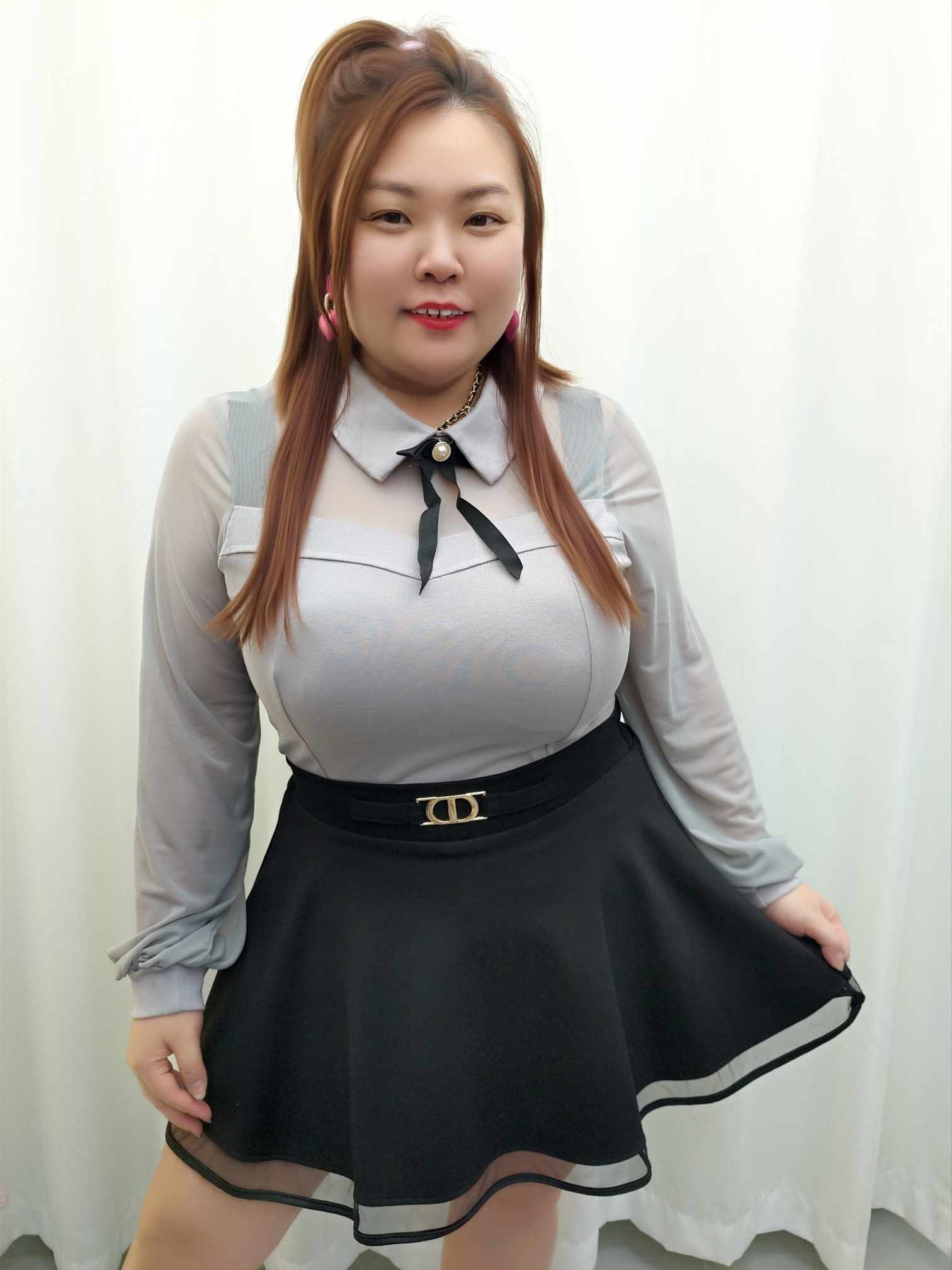 DDA02 8261(B2) 长透网袖附内垫学院风上衣