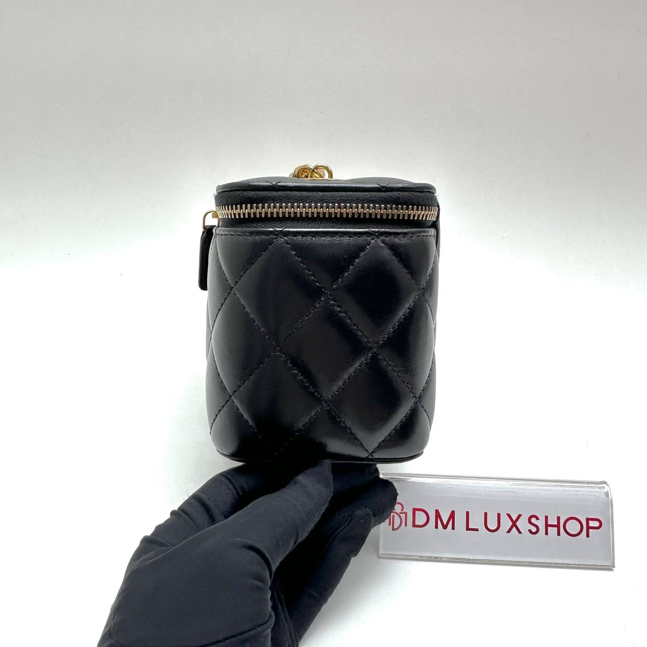 Chanel Black Vanity Case w/ Chain GHW (Microchip)