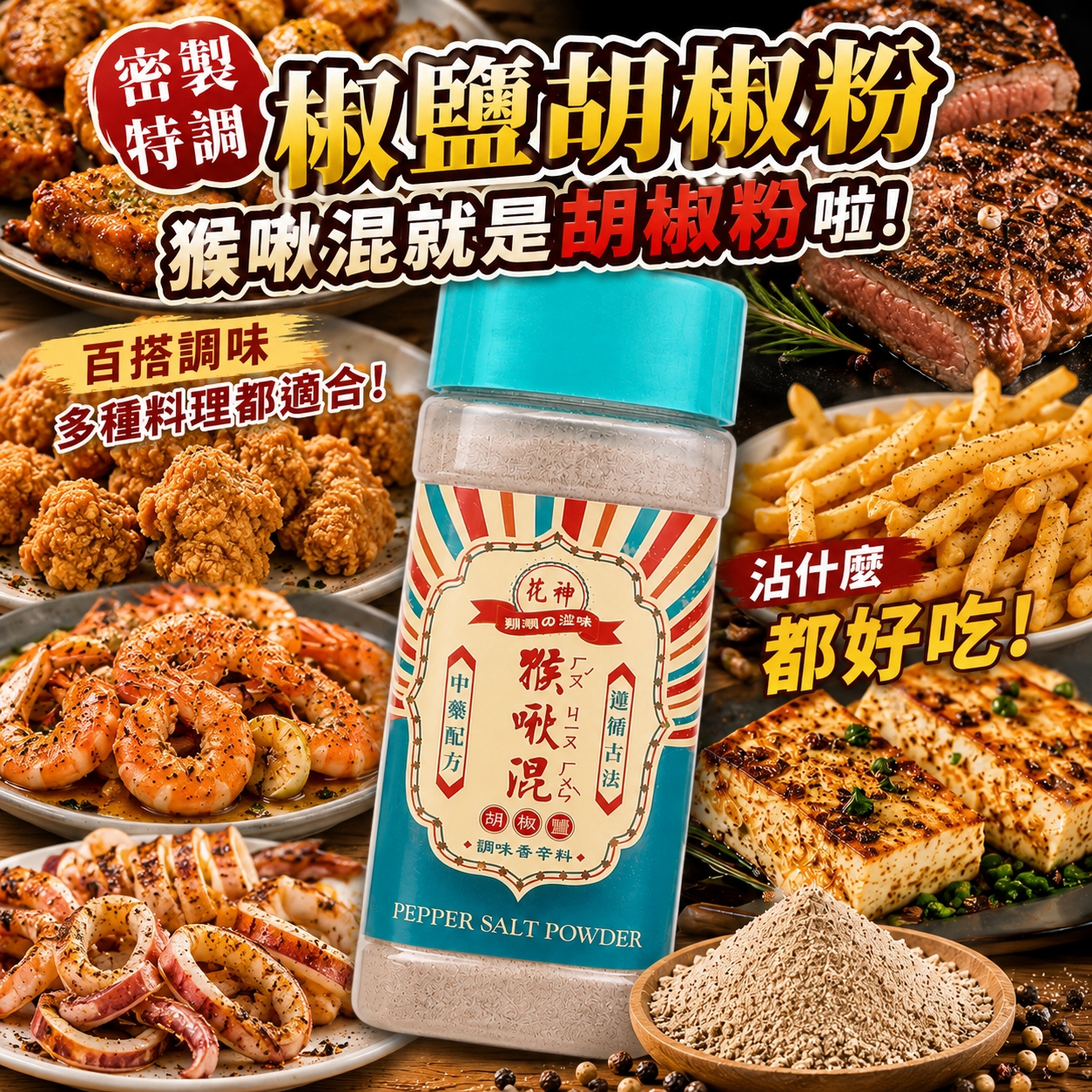 密製特調椒鹽胡椒粉重量裝375g