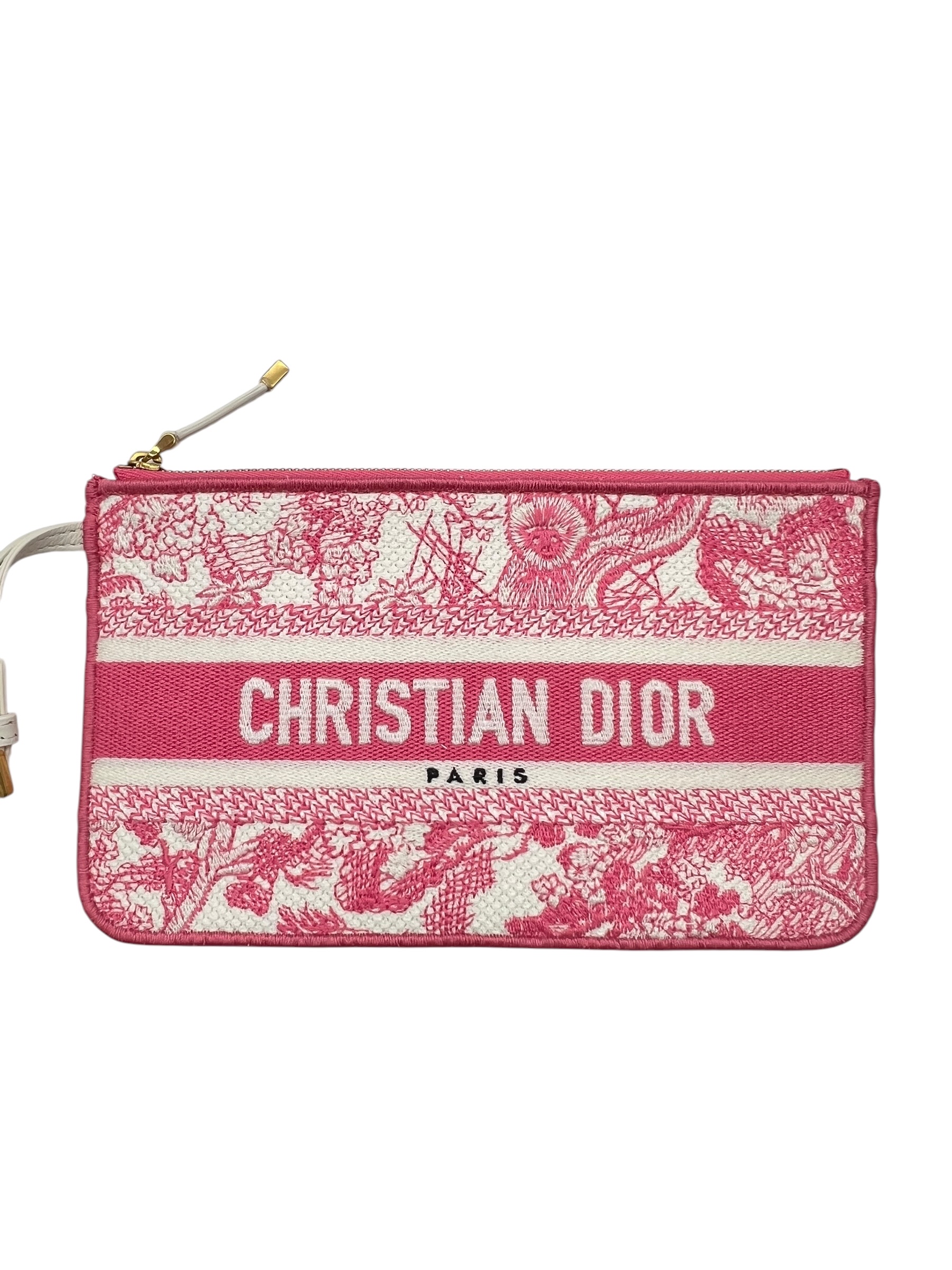 Unused Item DIOR Canvas Embroidered Dioriviera Toile De Jouy Panier Chapeau Tote Peony Pink / Product Code: 26060701