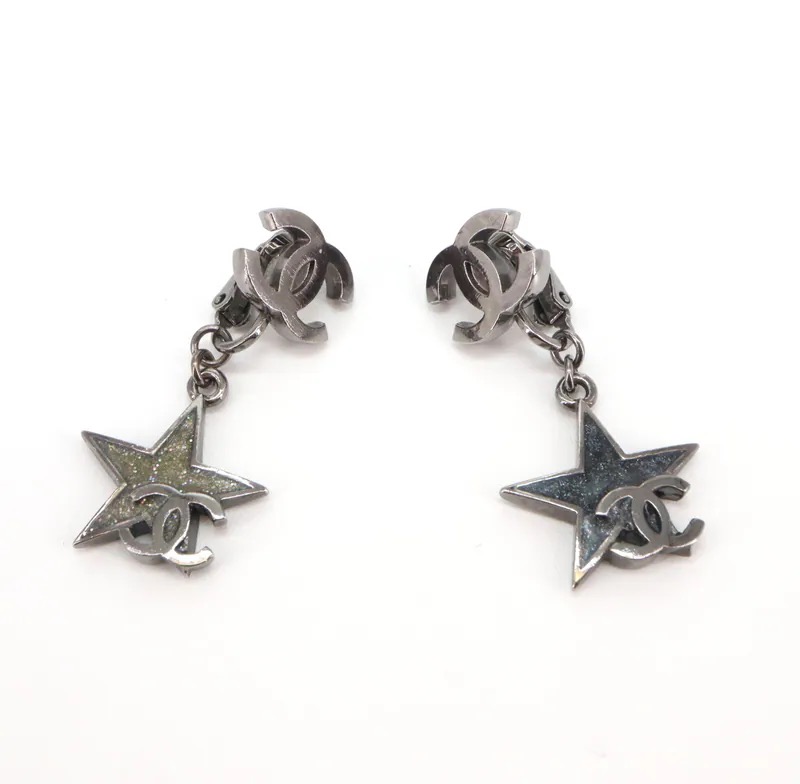Chanel Coco Mark Star Drop Clip-on Earrings