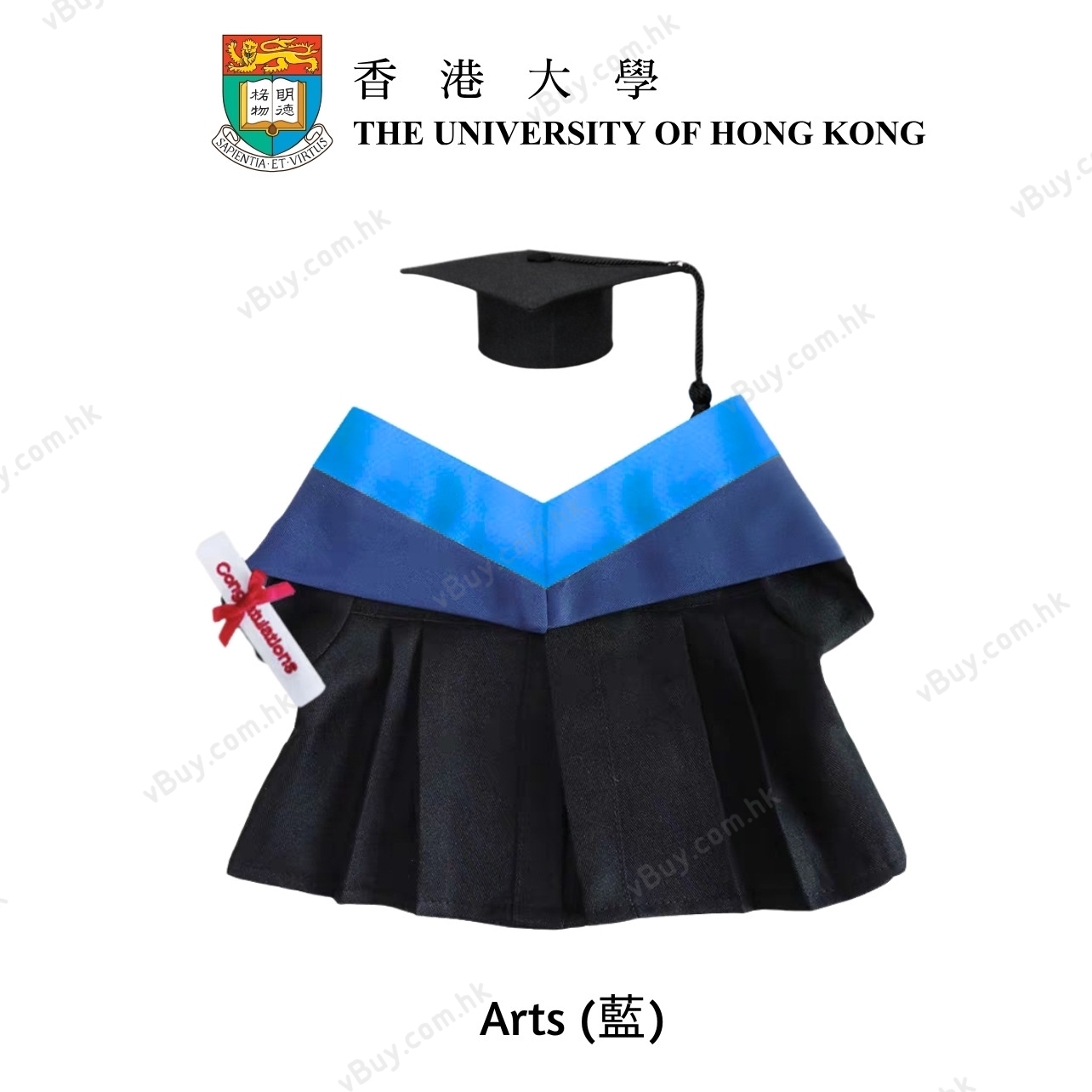 vBuy 訂製香港大學公仔畢業袍  HKU公仔畢業袍 港大公仔畢業袍可綉字綉名獨一無二 （不連公仔）
