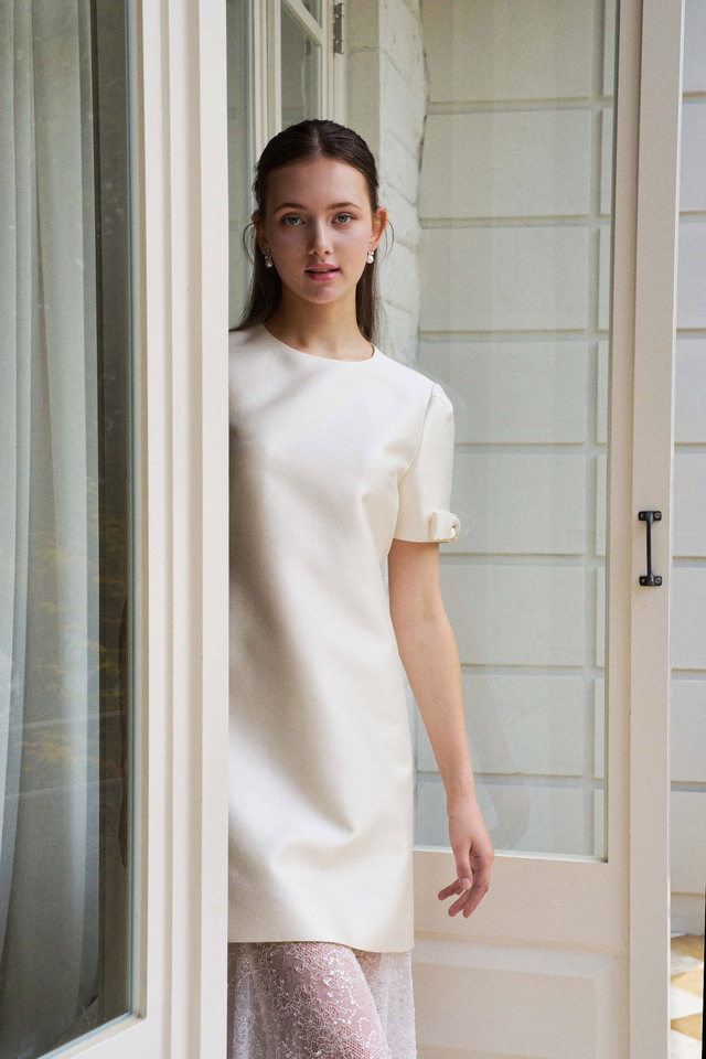 Elegant silky ribbon dress