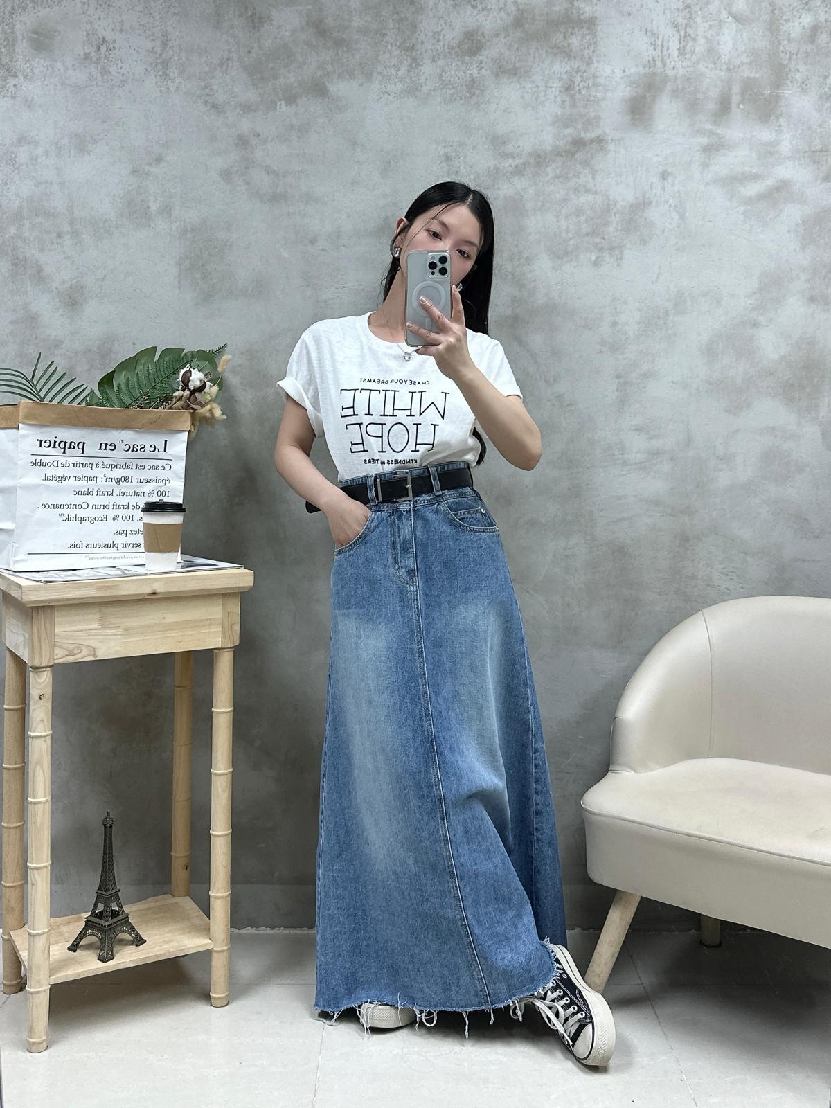 H03 高腰雙鈕A cut牛仔裙