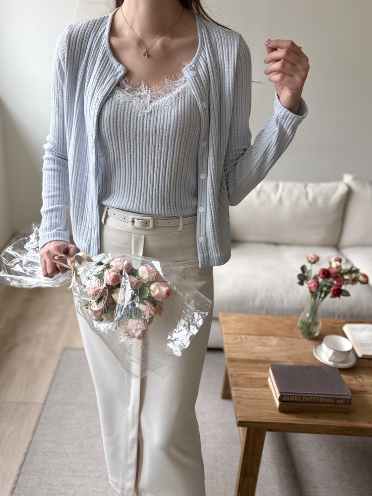 Belted Pencil Skirt (Ivory)