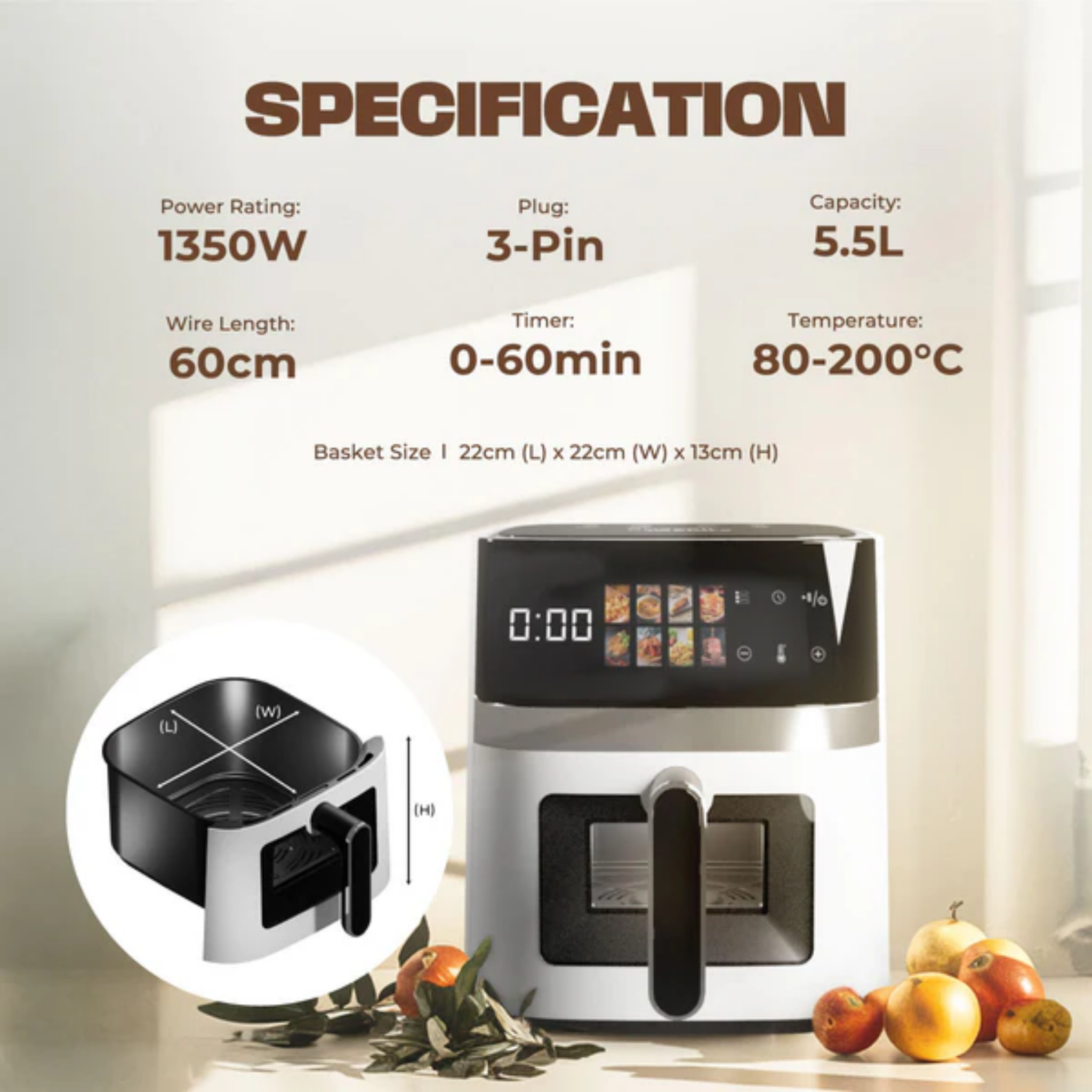 Russell Taylors 5.5L 3D Visionary Digital Air Fryer (Z5i)