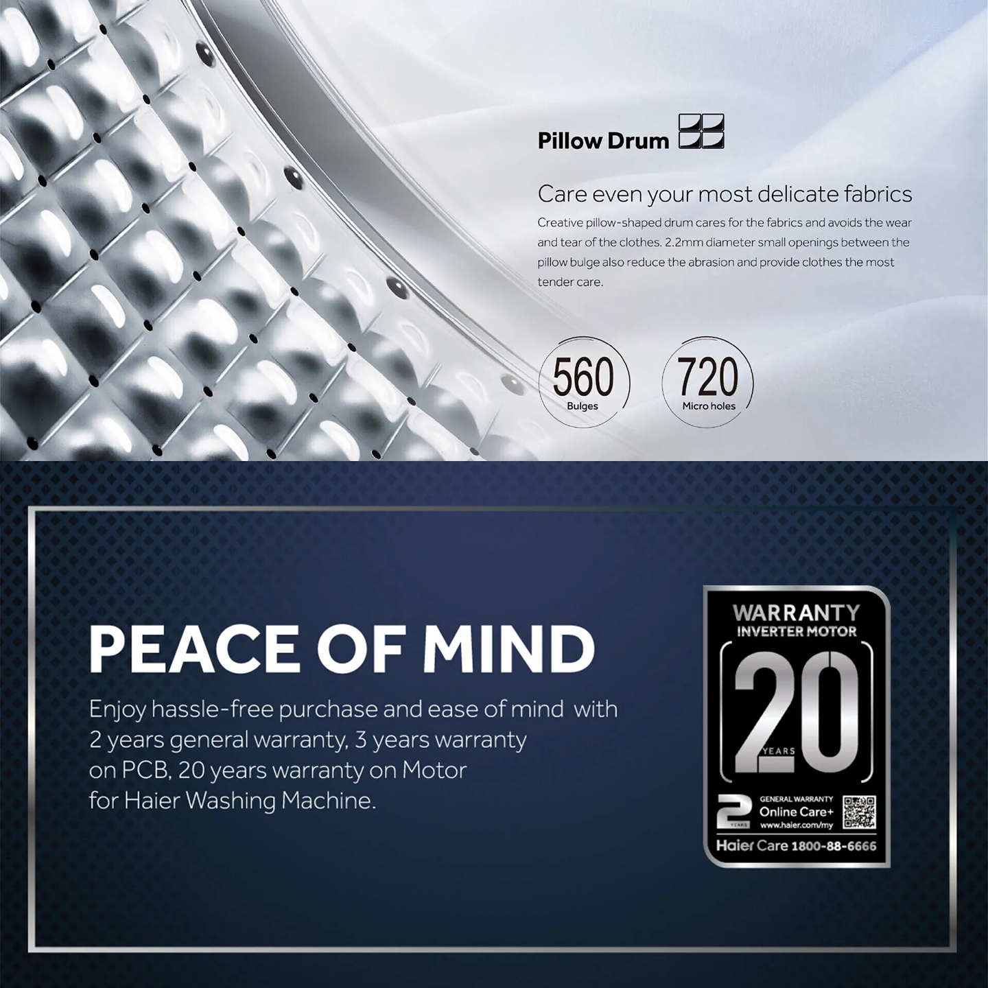 Haier 10.5kg/7kg Inverter Washer Dryer (HWD105-BP1239S8)