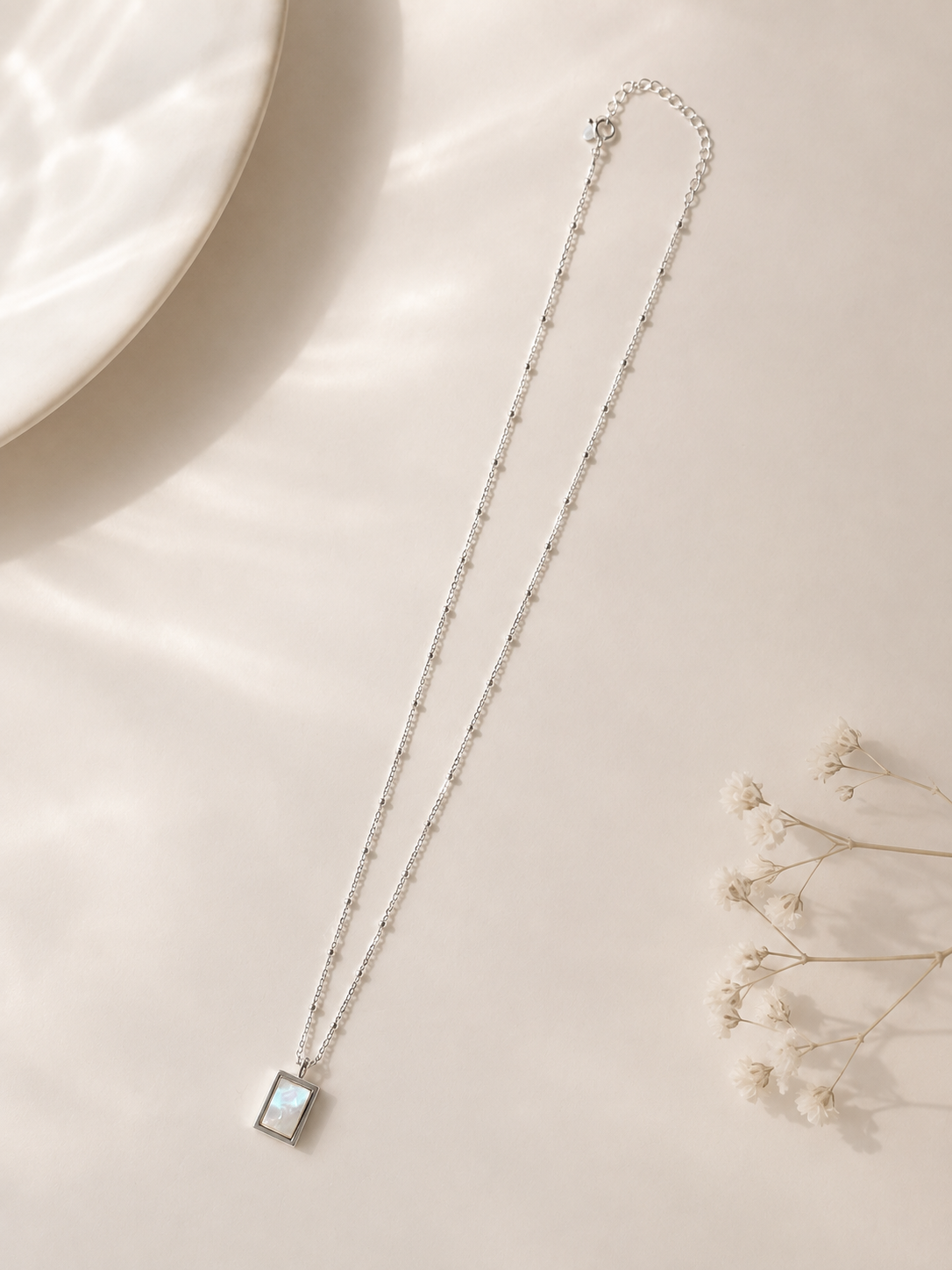 Korean Framed Silence Necklace Silver 925