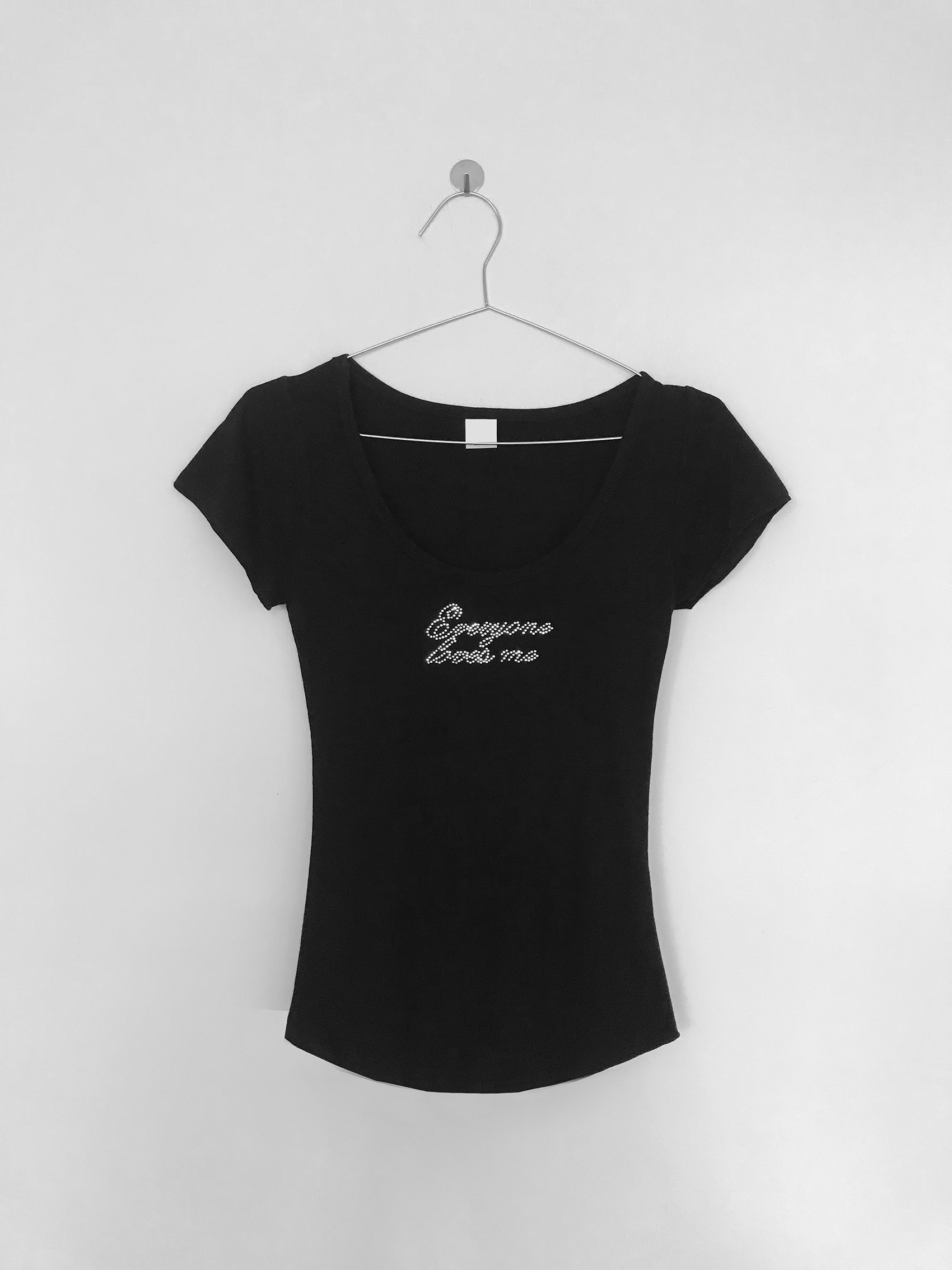 Rhinestone Lace-up Fitted Tee