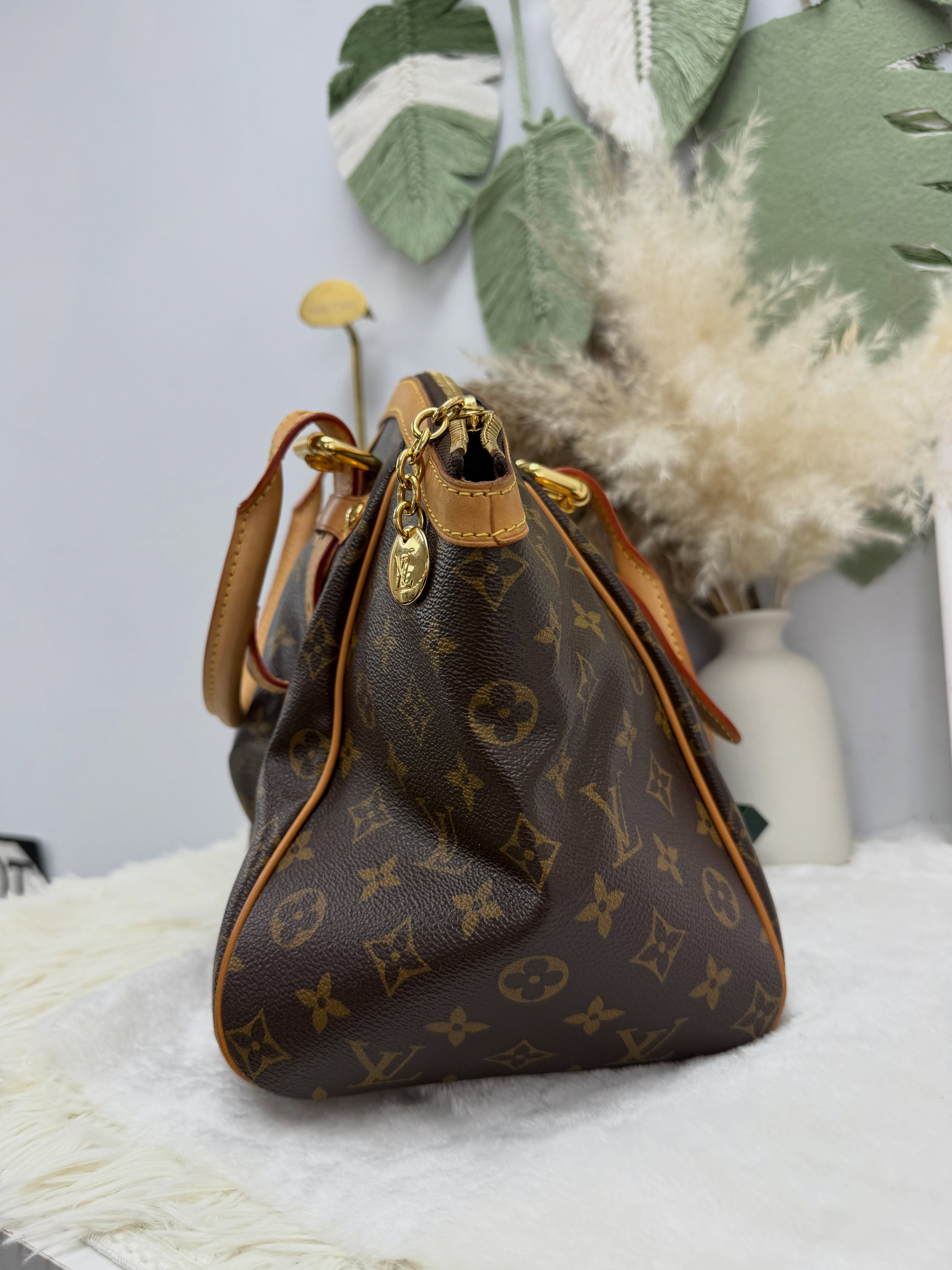Lv👜 PRE OWNED 🛍️啡色老花 Tivoli GM size餃子袋  有塵袋 🥟🤎 