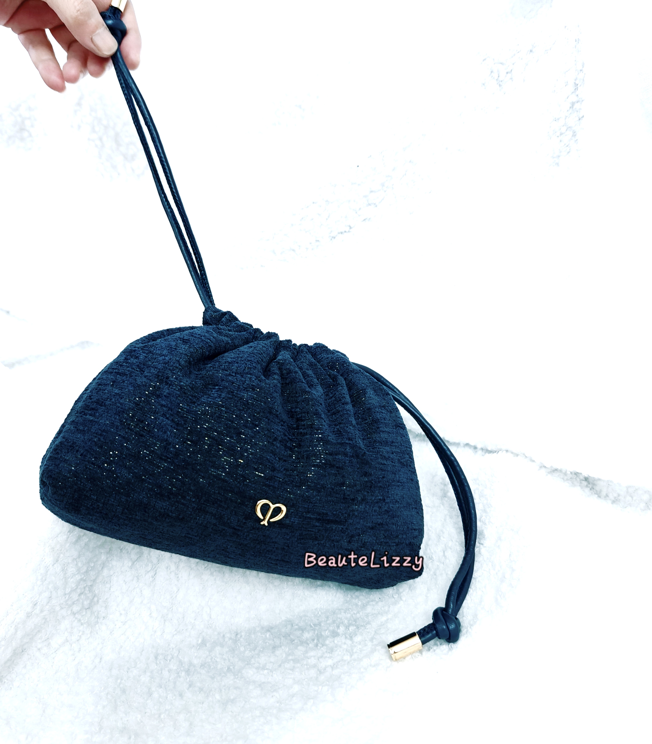 Cle de Peau BeauteCPB 肌膚之鑰深藍色閃金紋束口收納袋化妝袋 隨身包 