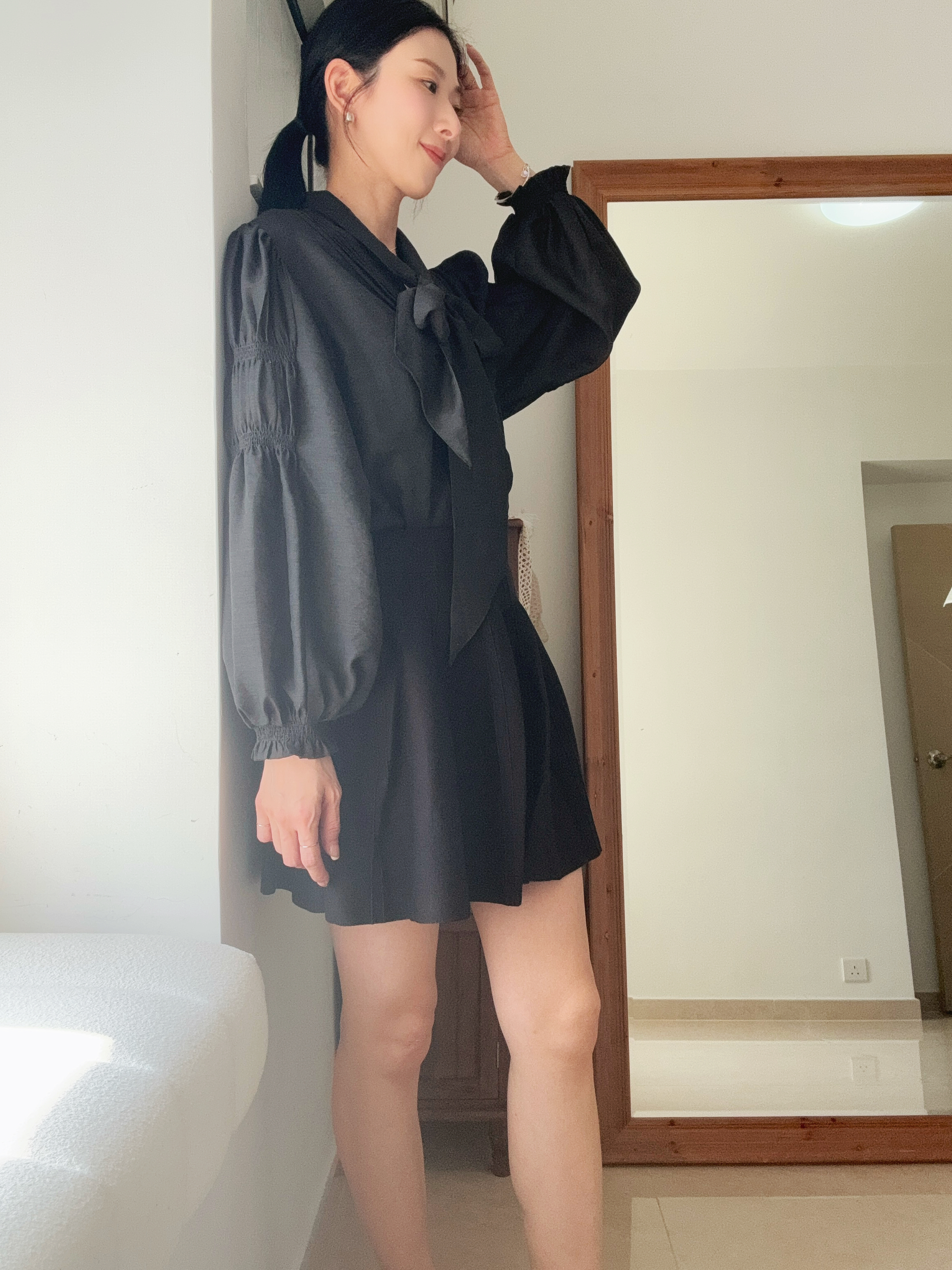 AMORA elegant tie blouse