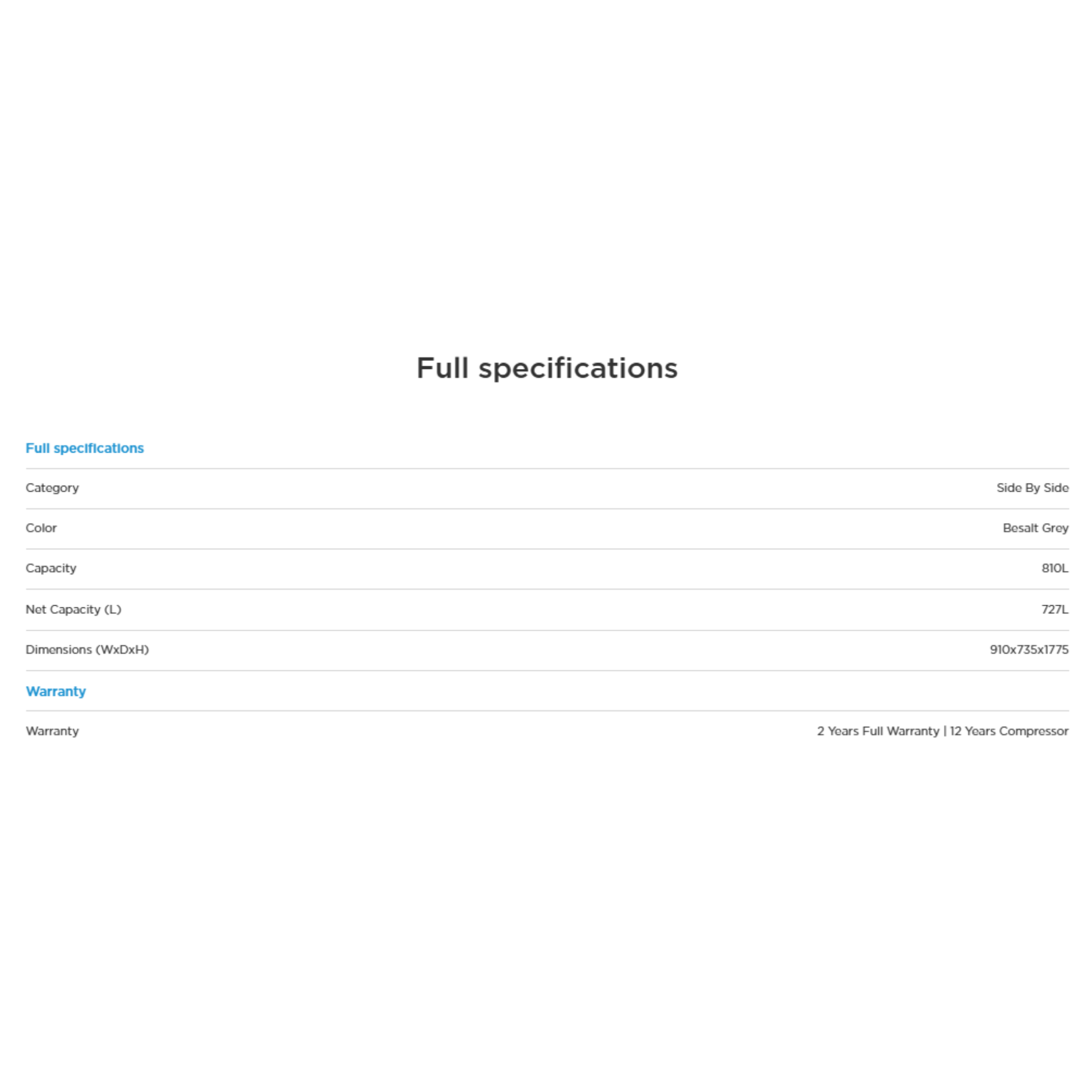 Midea 810L Inverter Quattro Side By Side Refrigerator MDRS925FIE45MY