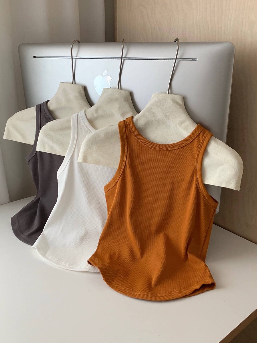 Plain Casual Tank Top 韩版休闲螺纹弹力背心（6 colours)