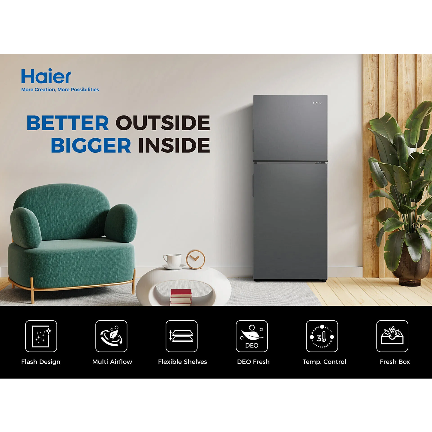 Haier 240L 2-Door Refrigerator Black (HRF-T240XM)