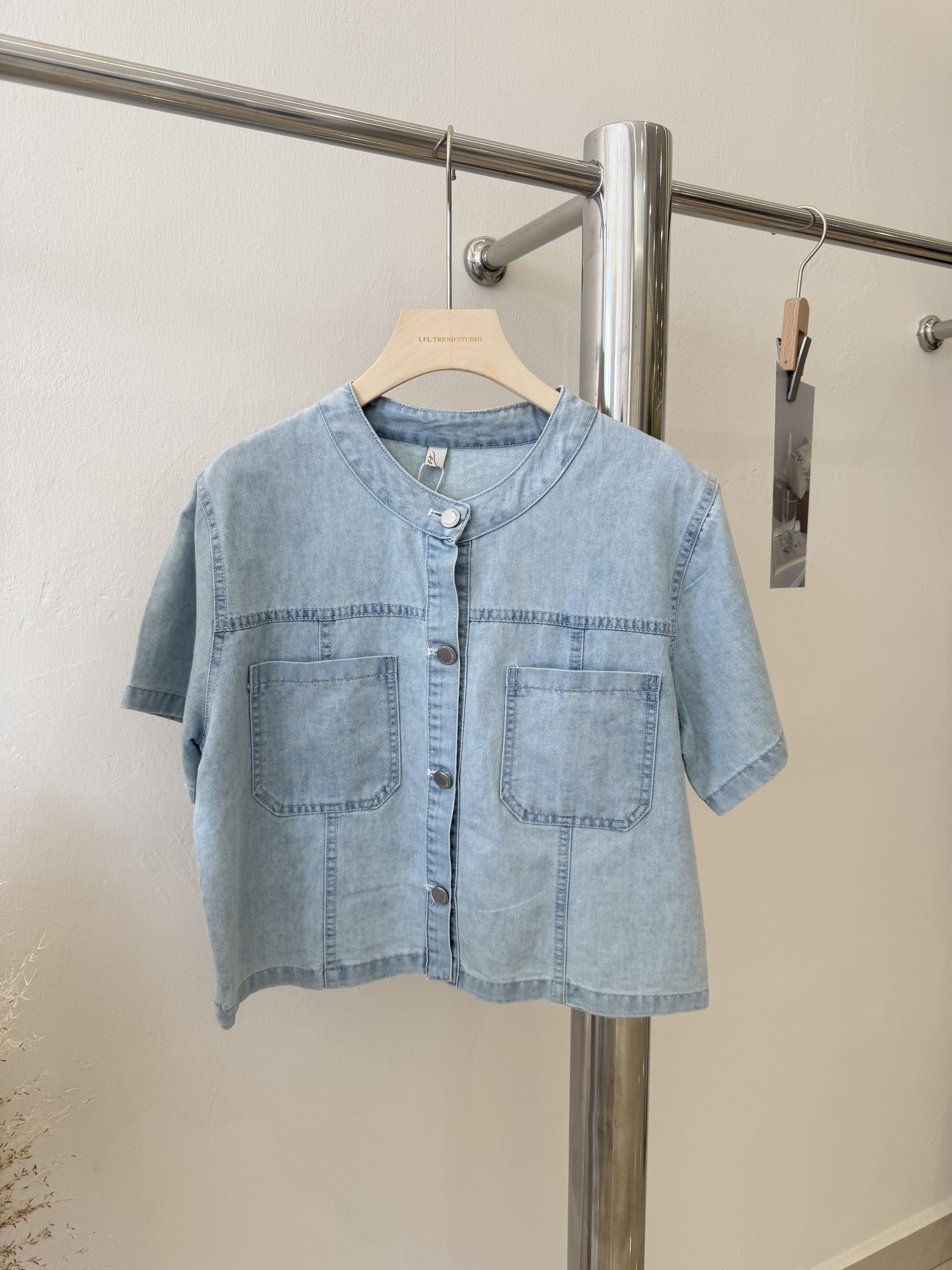 6515 气质圆领牛仔短袖