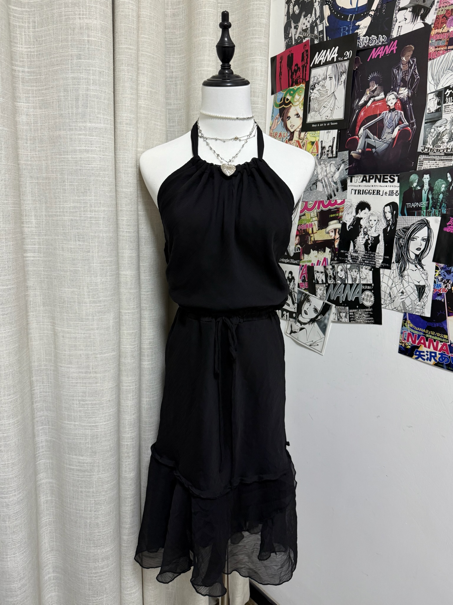 Halter Neck Drawstring Waist Dress 