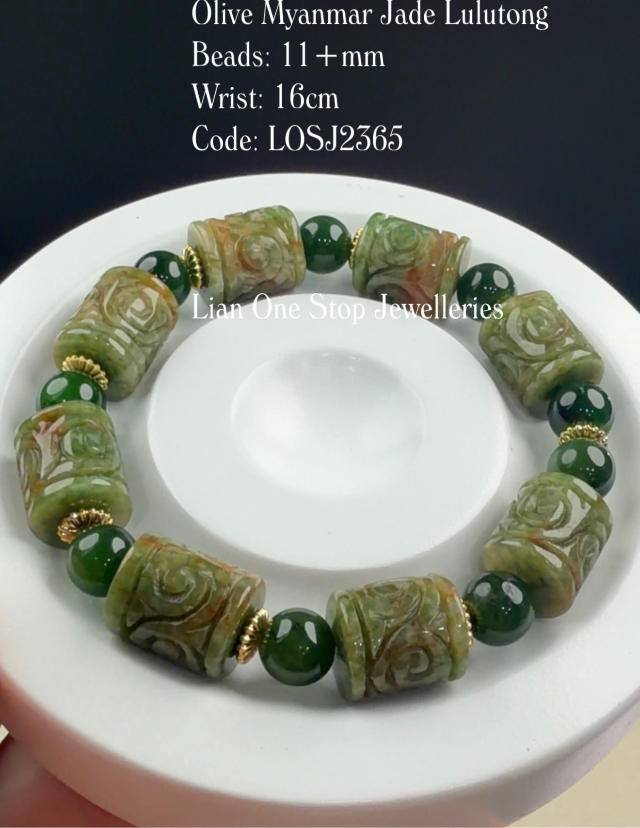 Code: LOSJ2365 Olive Myanmar Jade Lulutong 