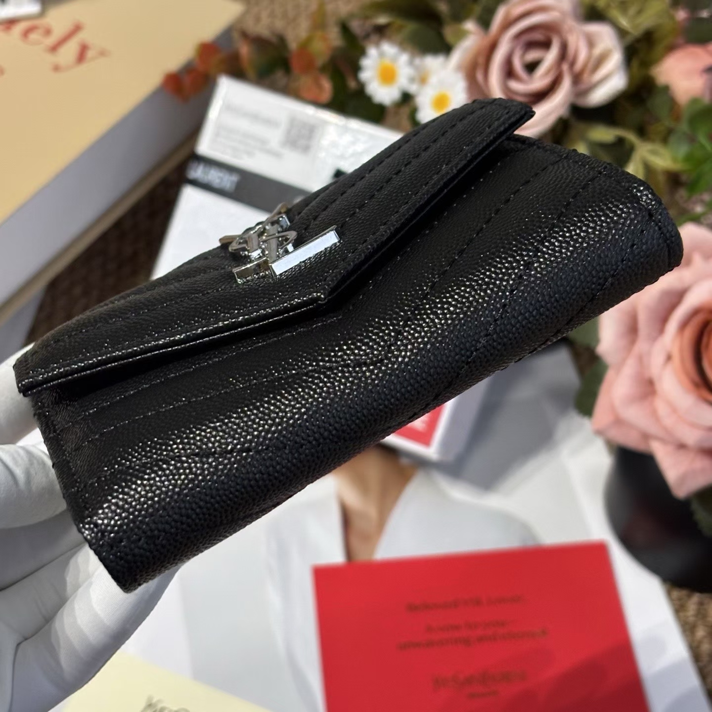 YSL 魚子醬黑銀錢包👈包順豐運費