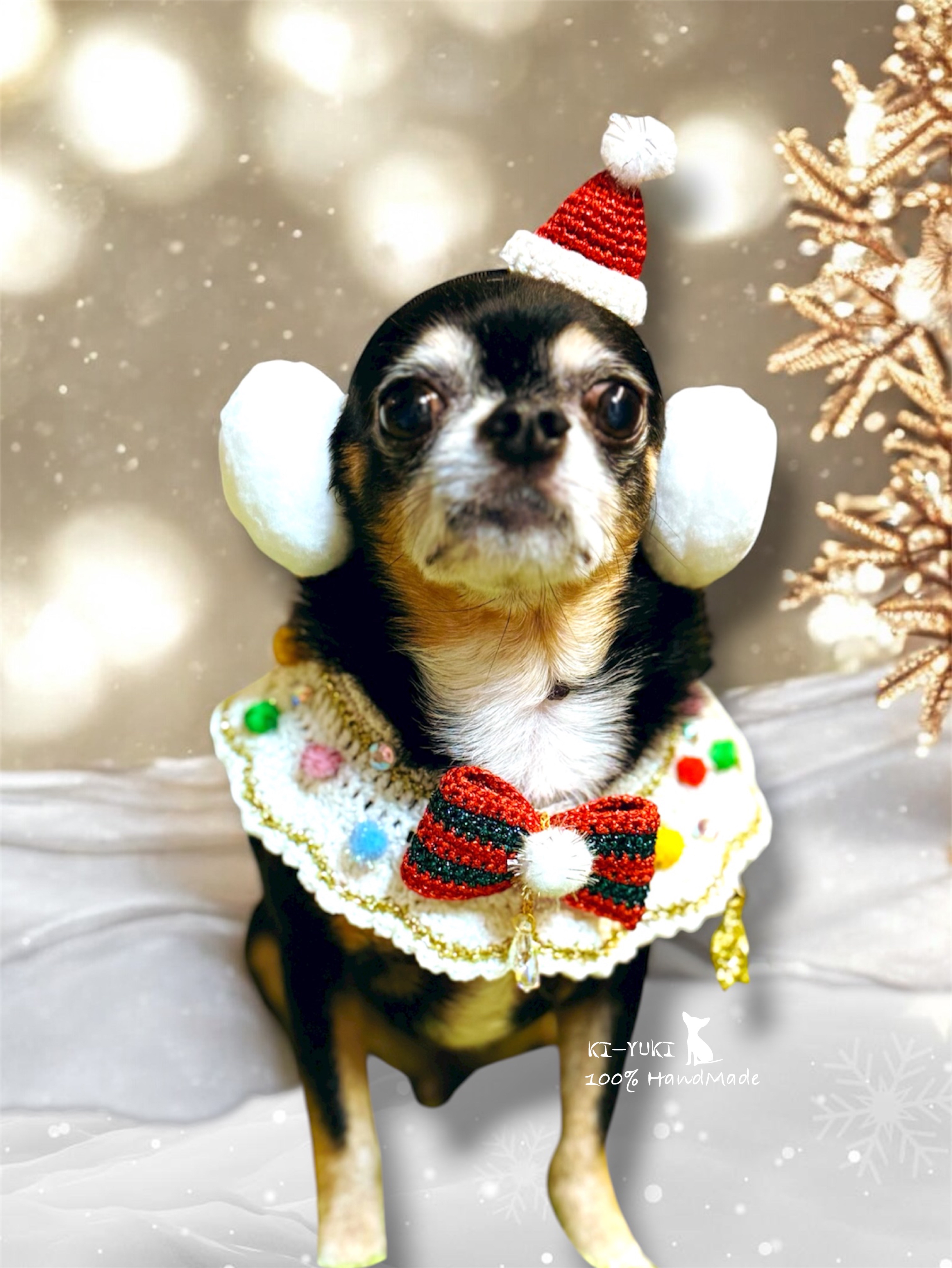 原創設計 寵物毛線編織手作 聖誕頸飾