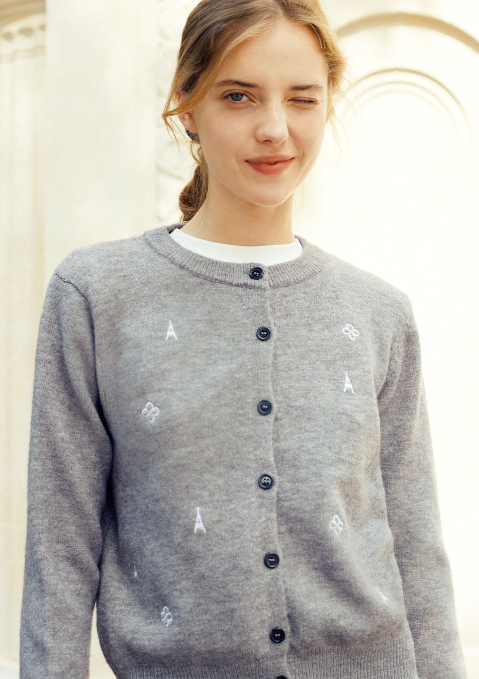 Marie Claire Lucky Clover Eiffel Tower🇫🇷Knit Sweater