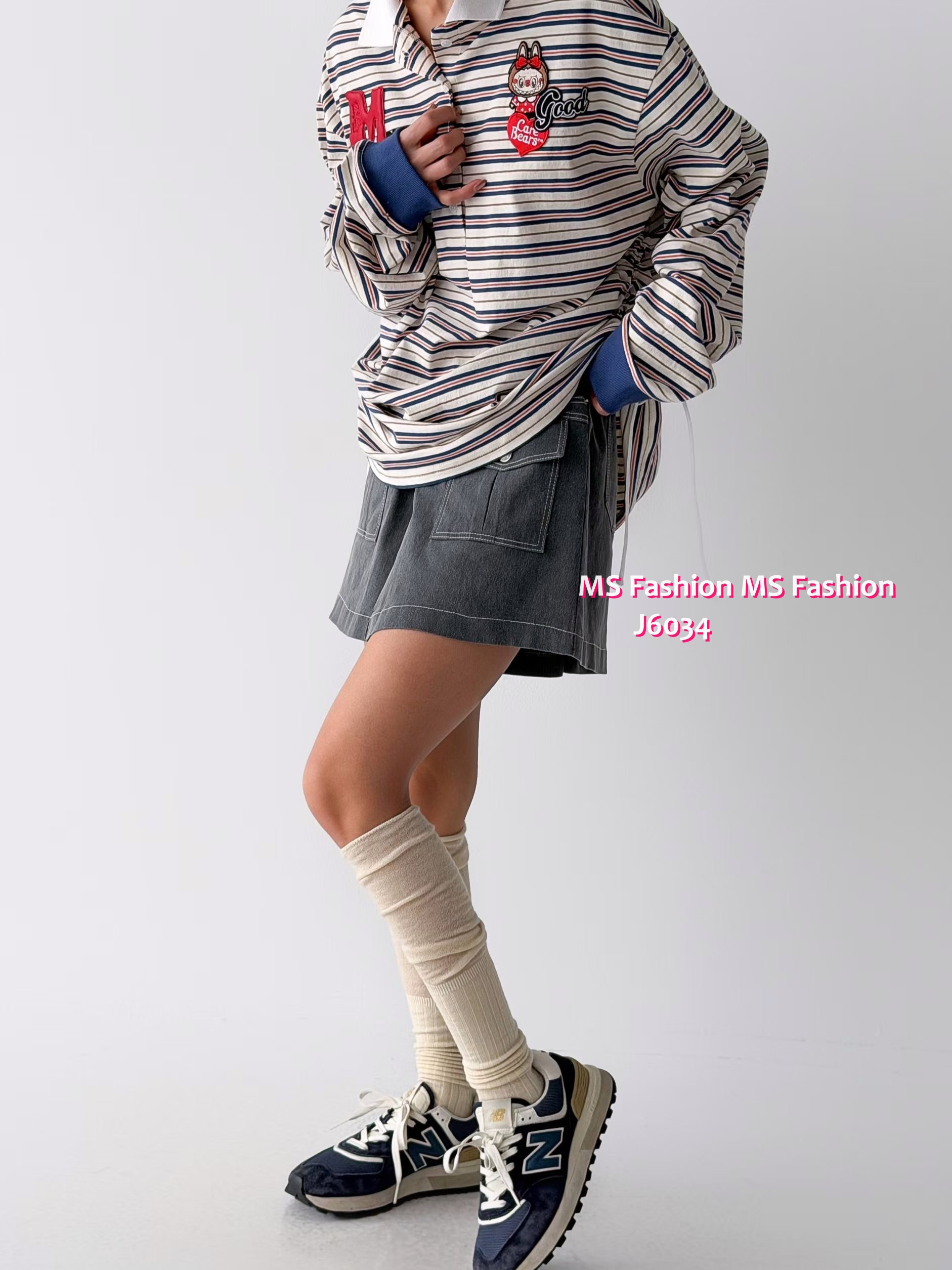 J6034 韓國🇰🇷型格明線裙褲仔