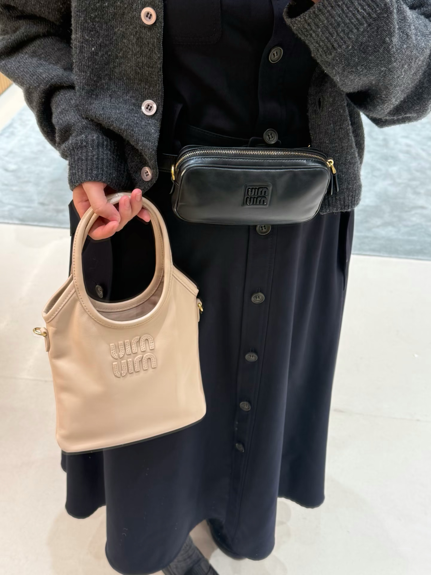 Brand New-Miu Miu Ivy 皮革手袋 粉紅色細號