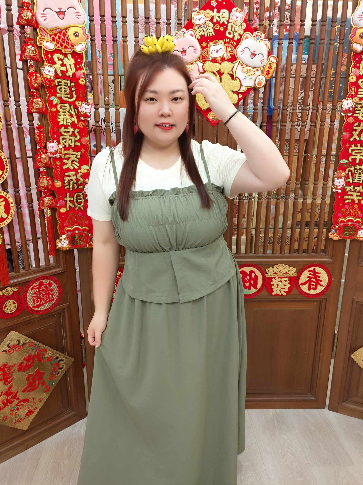 NBC03 TW#8193 皱褶清新设计两件式连衣裙