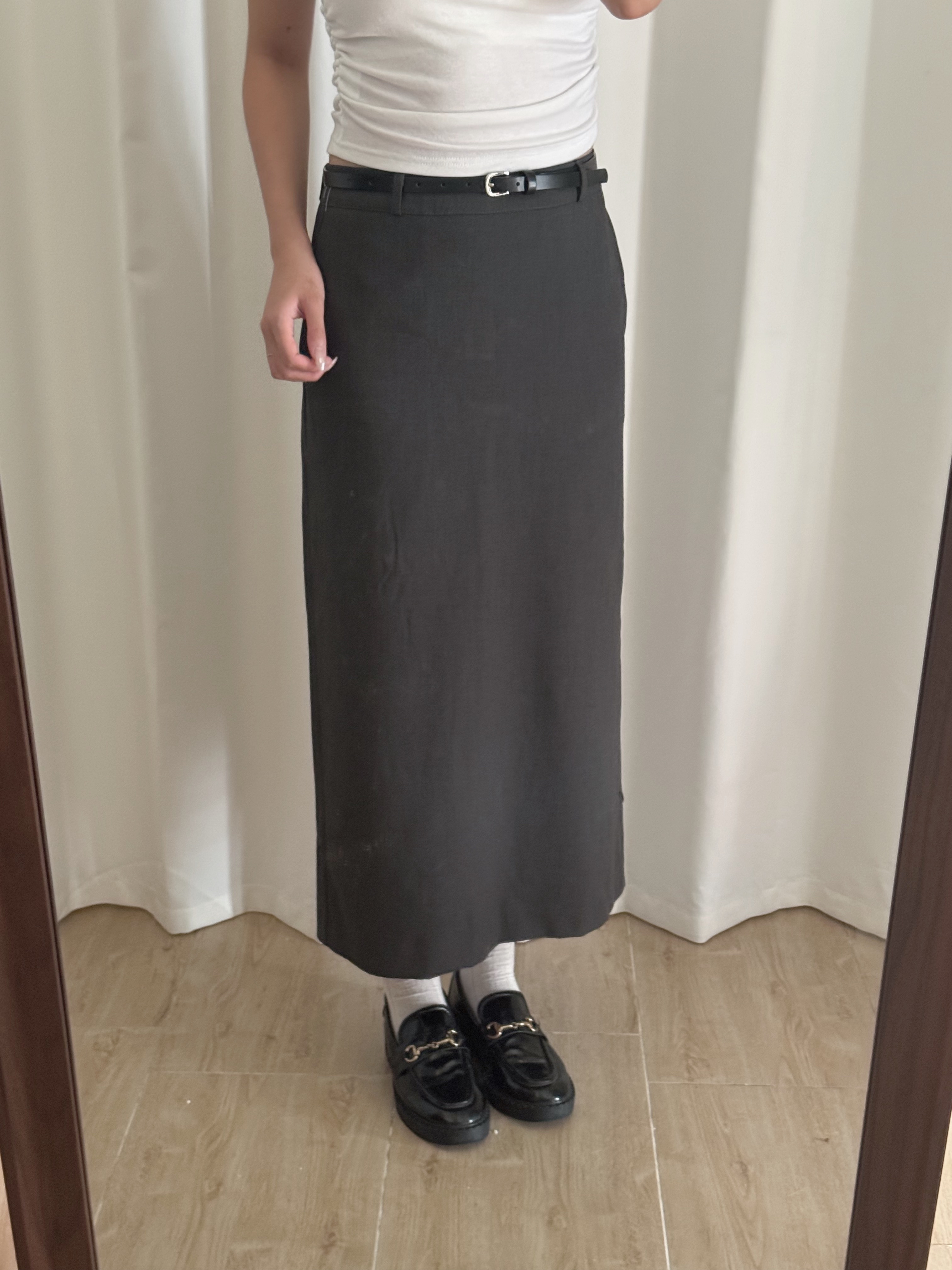 顯瘦H型後開衩長裙(兩色入/兩個尺碼)