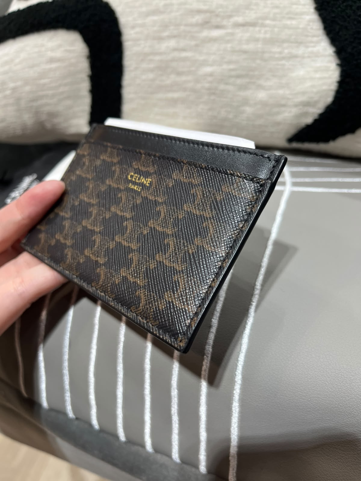Celine Triomphe Card Holder Black 100%Authentic, 99%New ✅Booklet✅Dust bag