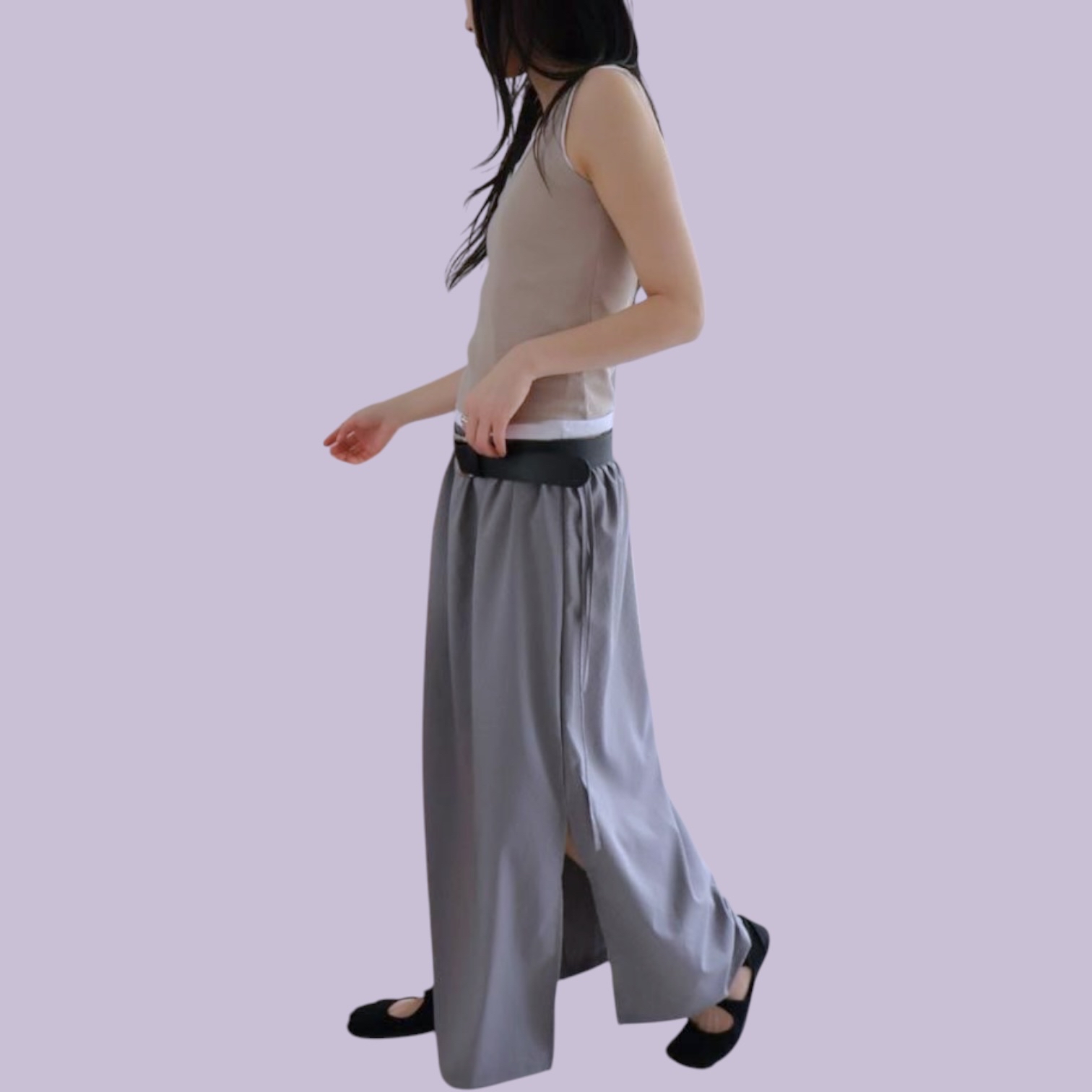 221343 側開叉長裙