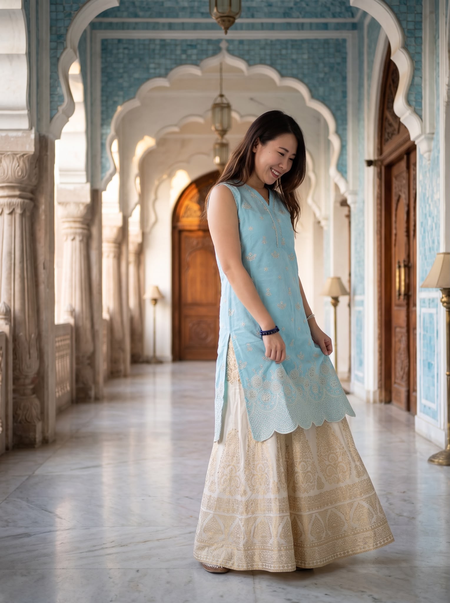2896 Tiffany Blue Cotton Kurta 