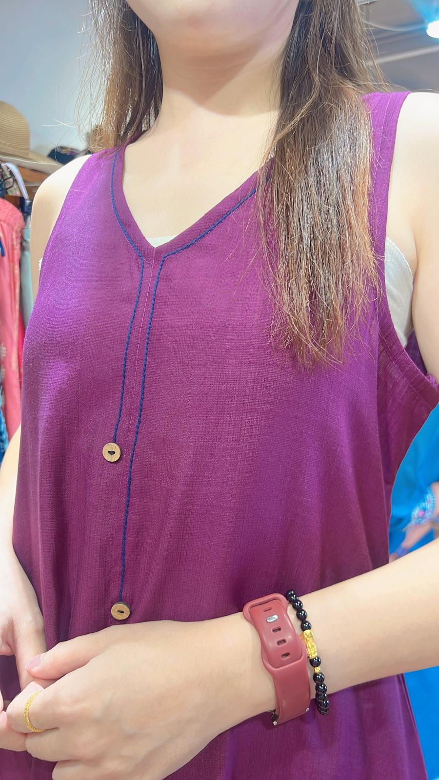 3102 Violet 2-Layer Sleeveless Simple Sleeveless OP