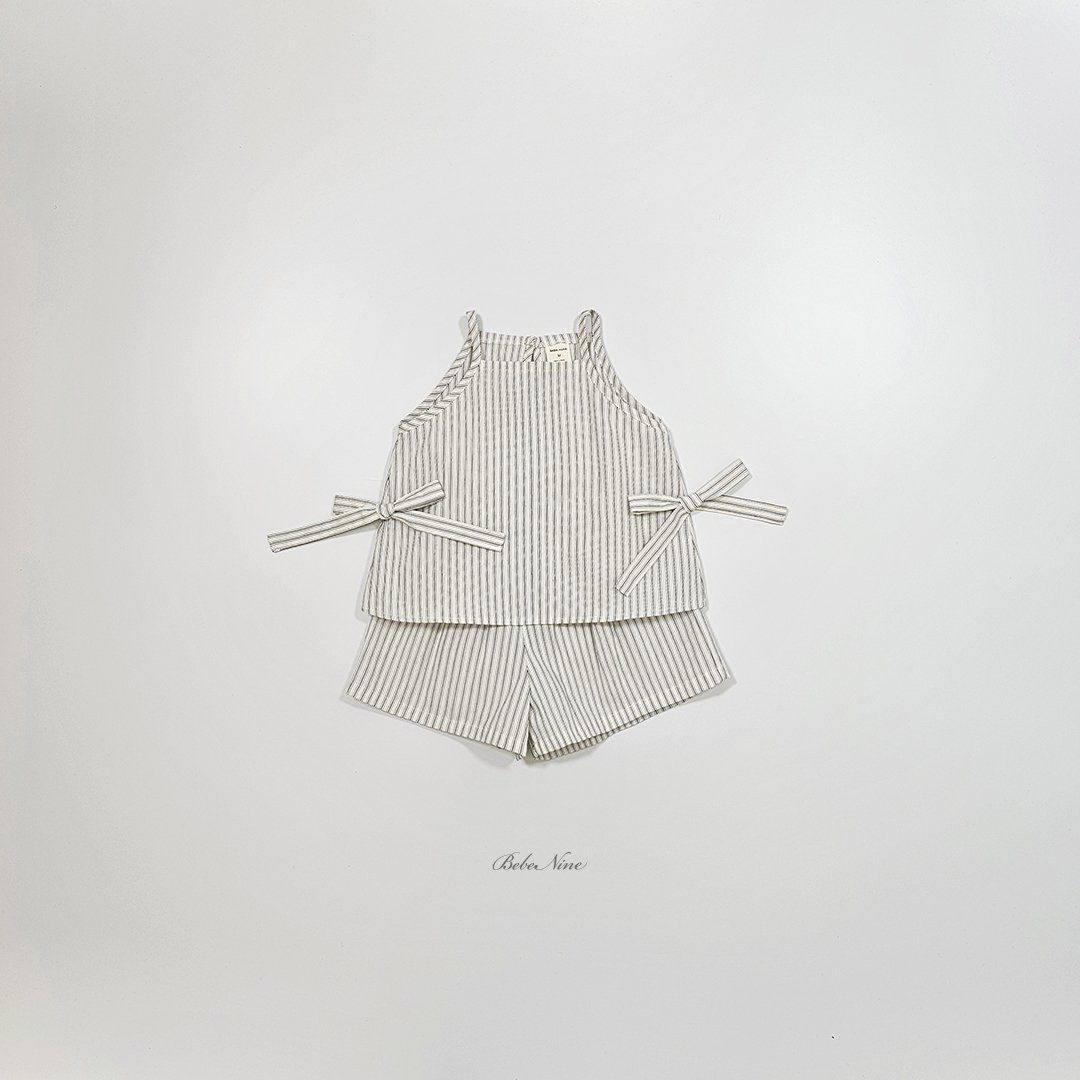 ☀️預訂 韓國直送☀️🇰🇷Bebenine兩色緞帶條紋純棉吊帶上下套裝