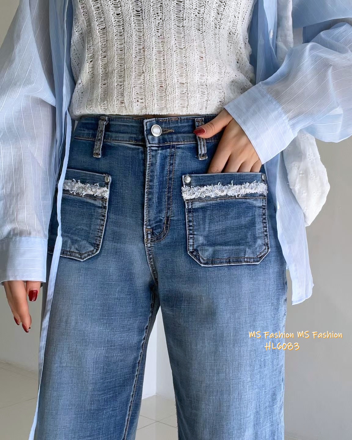 HL6083 韓國🌼Howluk前兩袋裝飾闊筒牛