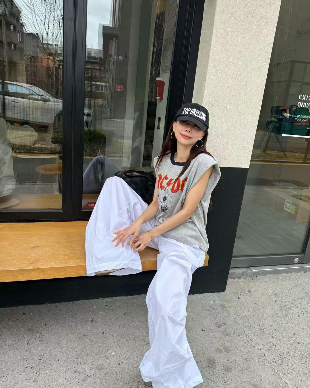 撞色綑條圓領無袖tee