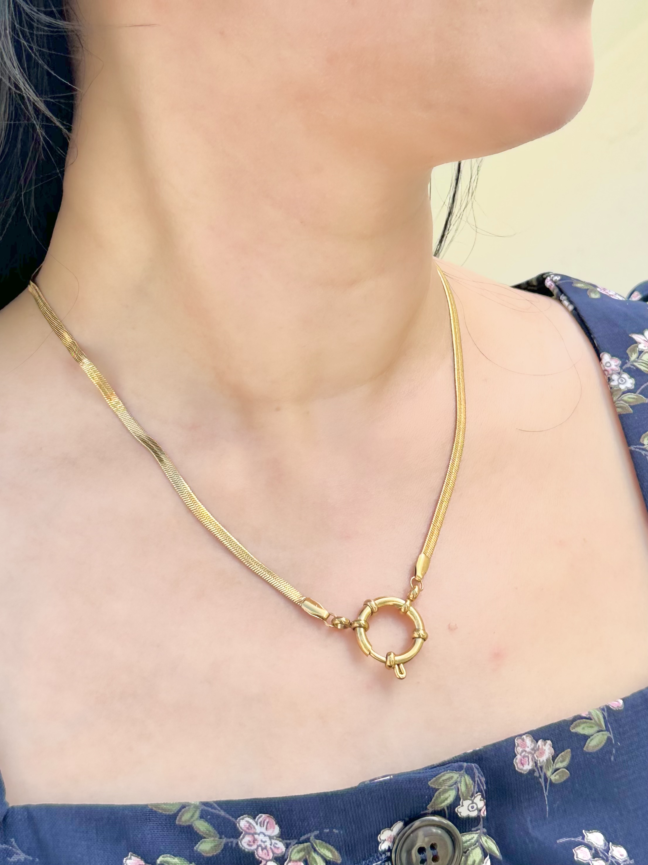 Gold anchor snake stainless necklace