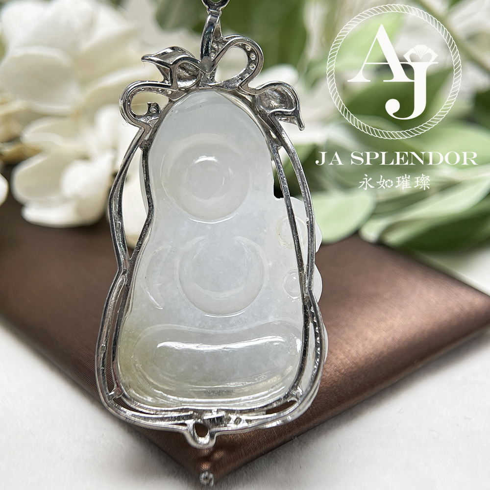 JNS-22 天然翡翠A玉 冰潤藏佛寶寶純銀吊墜