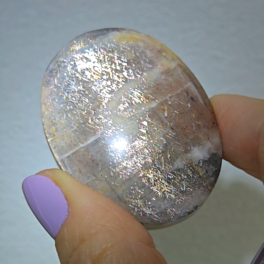 Rainbow lattice sunstone palm stone - SM613