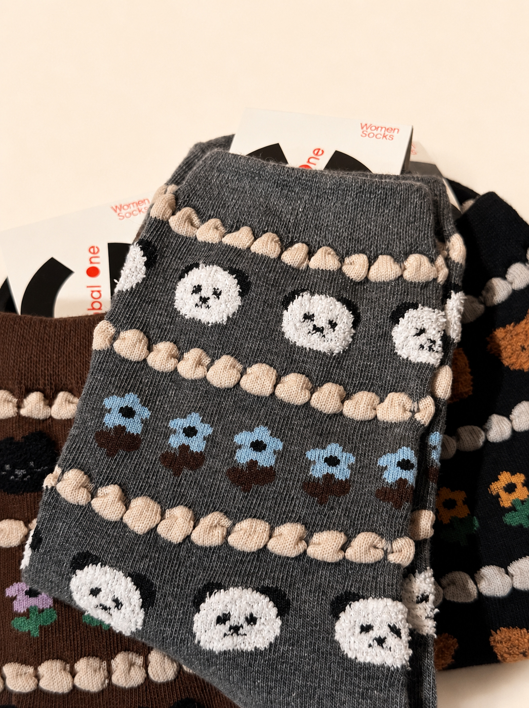 Korean Animal Knit Pattern Women's Crew Socks