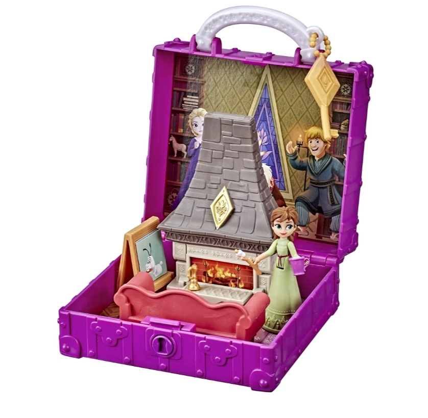 便攜Disney Frozen 2 Anna手提寢室盒 冰雪奇緣Anna房間玩具 便攜公主場景 女童角色扮演禮物